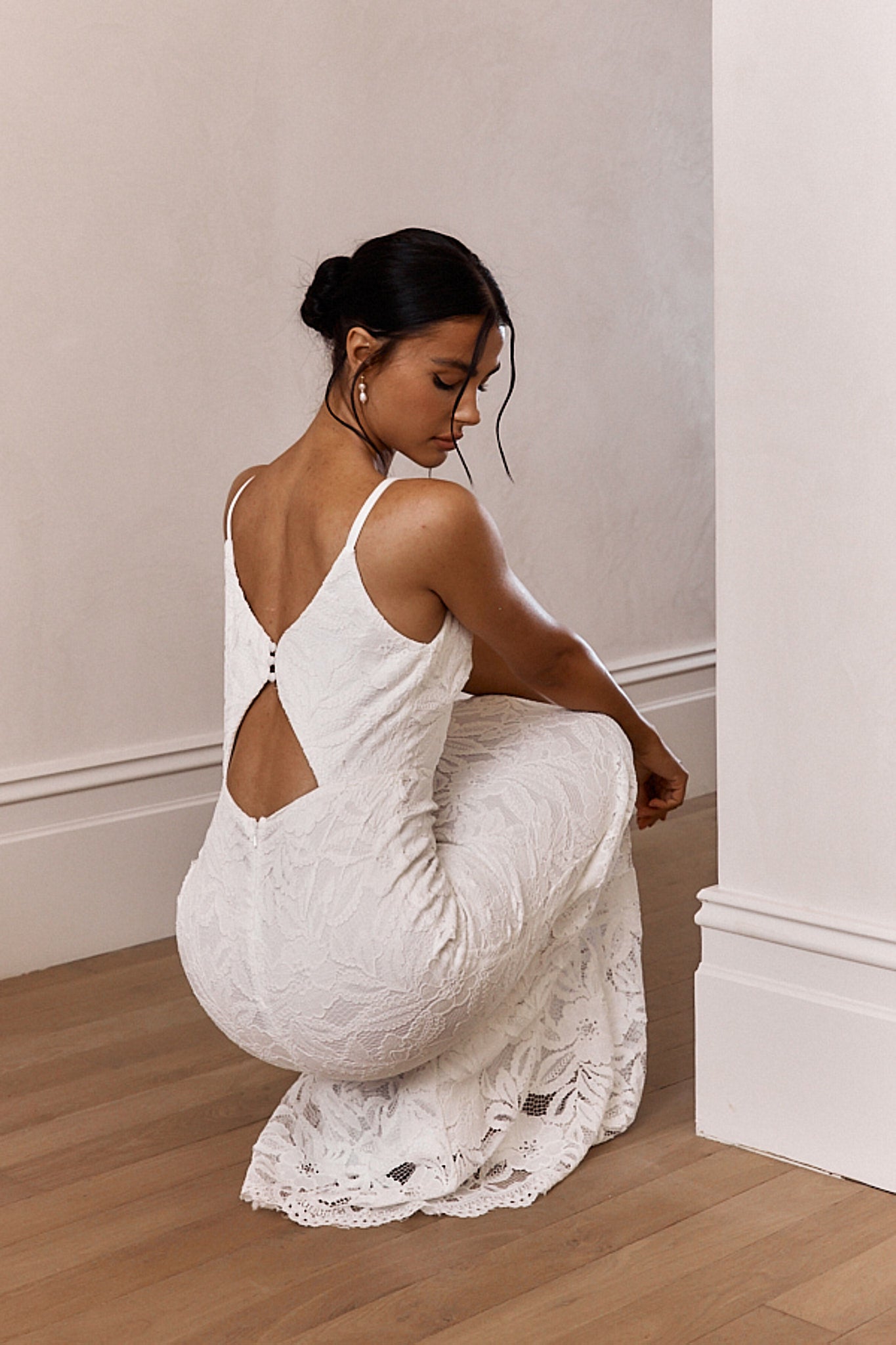 Honey Blossom Keyhole Back Lace Maxi Dress White by Selfie Leslie Australia