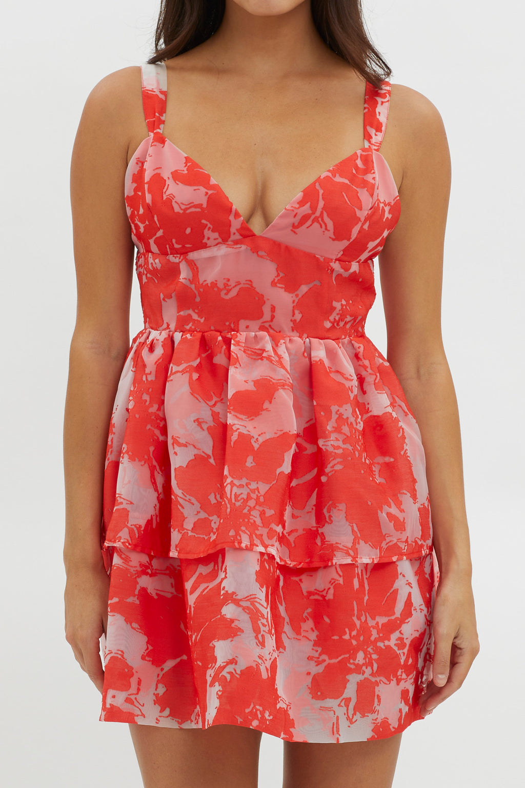 Bella Mae Layered Hem Romper Red by Selfie Leslie Australia
