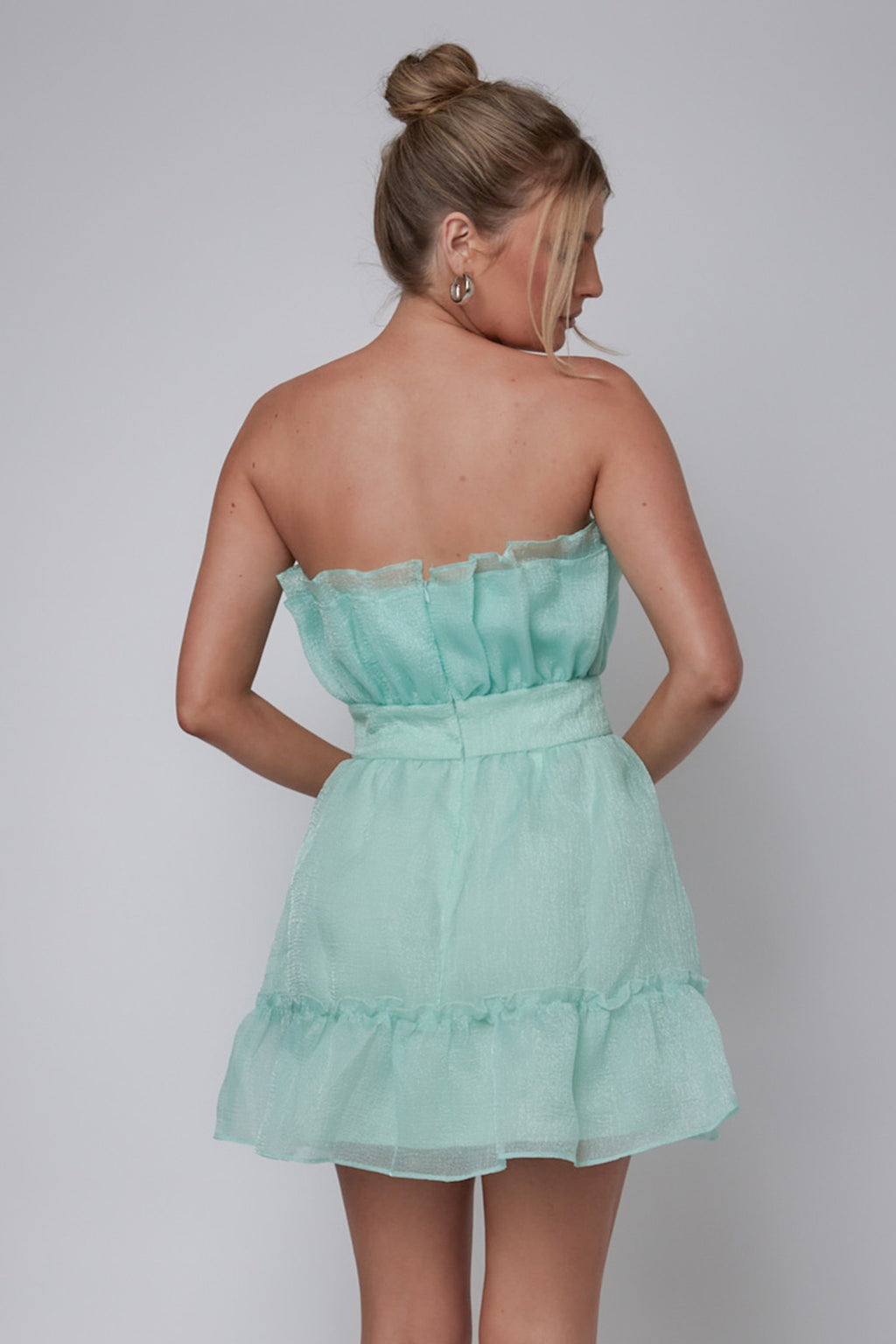 Marisela Strapless Frill Hem Mini Dress Mint by Selfie Leslie Australia