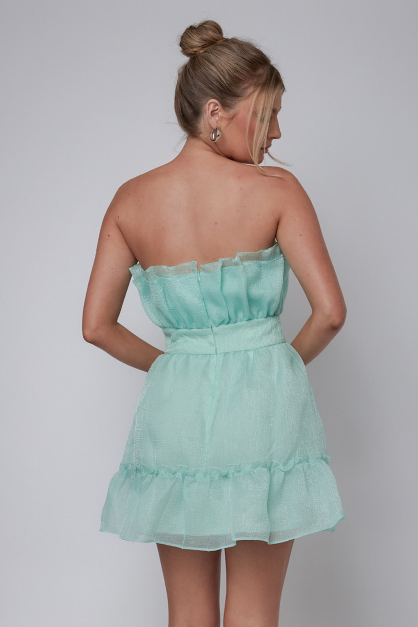 Marisela Strapless Frill Hem Mini Dress Mint by Selfie Leslie Australia