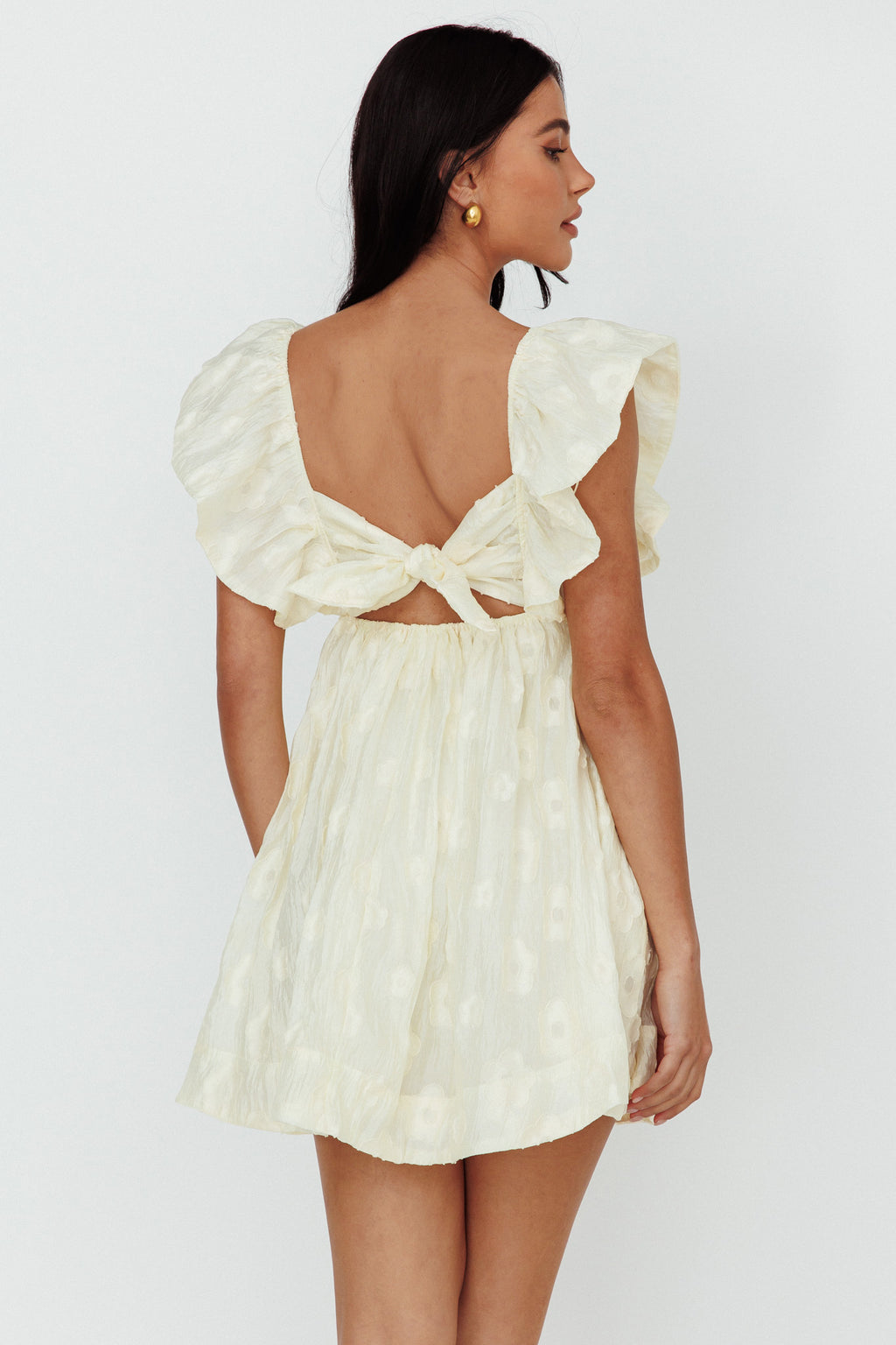 Melrose Place Floral Textured Frill Dress Lemon by Selfie Leslie Australia