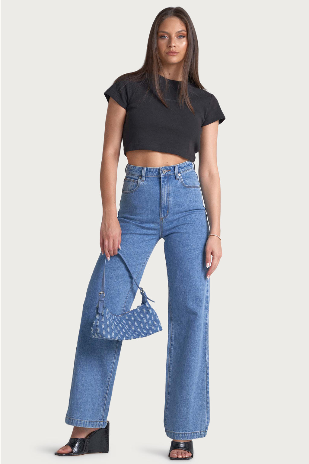 Abrand 94 High And Wide Debbie Jeans Mid Blue by Selfie Leslie Australia