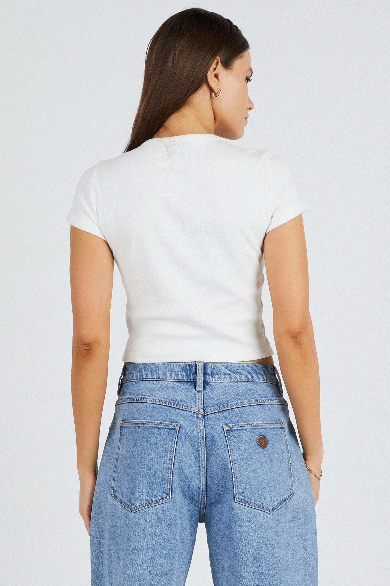 Abrand 90's Icon Baby Tee Top White Sand by Selfie Leslie Australia