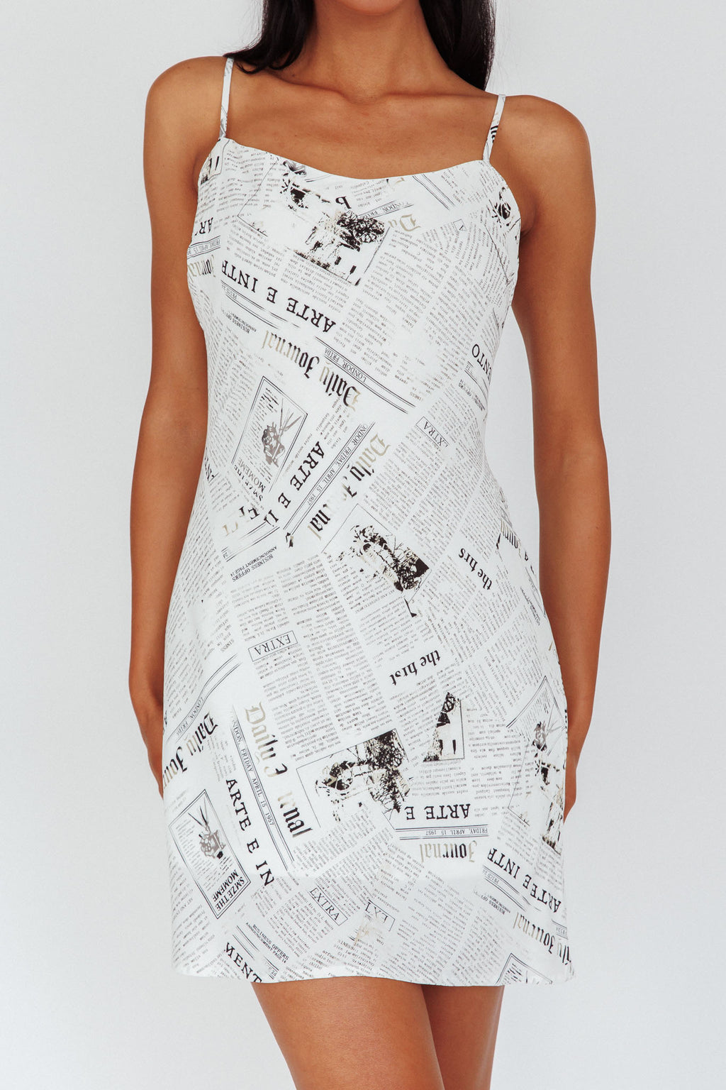 Manifest It Cami Strap Mini Dress Print Off White by Selfie Leslie Australia