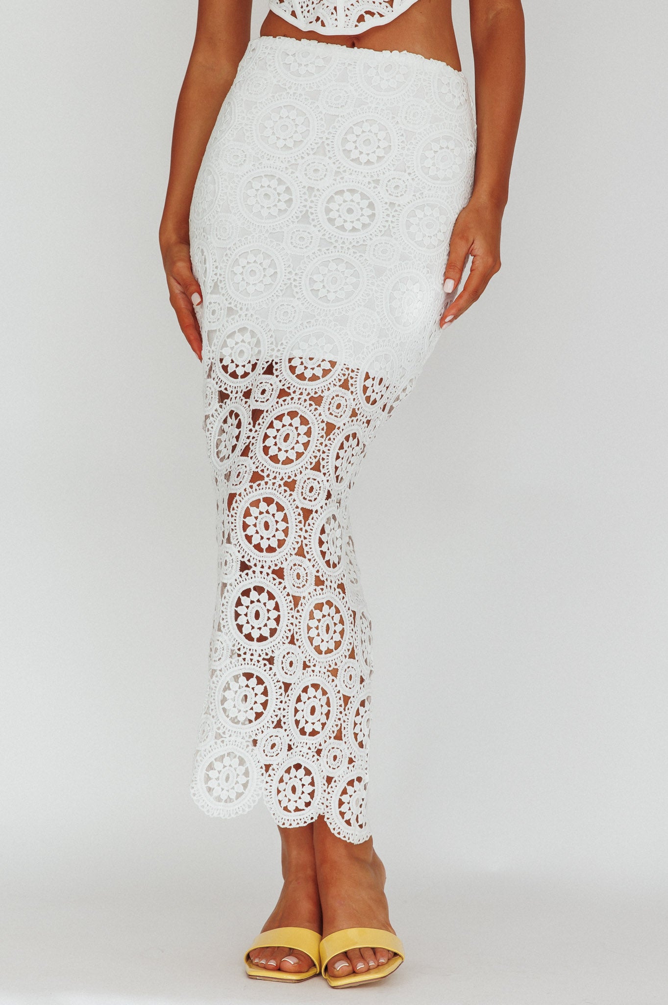 Granada Lace Maxi Skirt White by Selfie Leslie Australia
