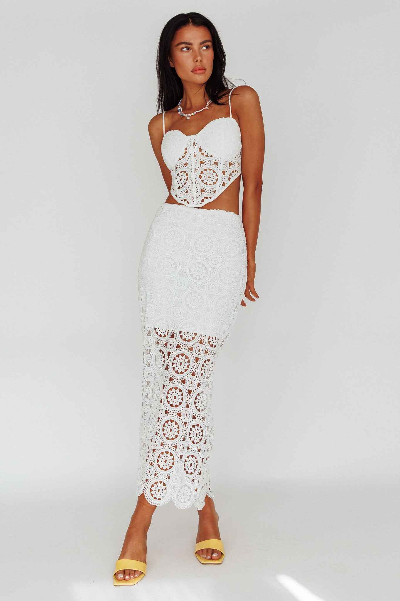 Granada Lace Maxi Skirt White by Selfie Leslie Australia