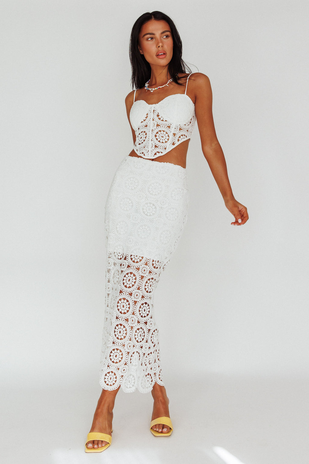 Granada Lace Corset Crop Top White by Selfie Leslie Australia