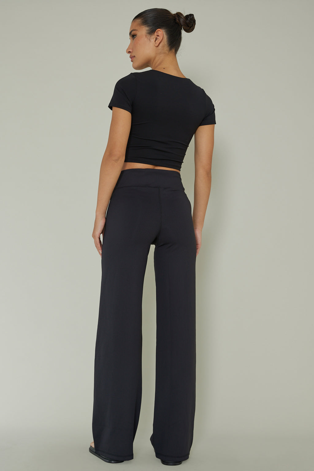 Your Power Ribbed Wide Leg Pants Black by Selfie Leslie Australia