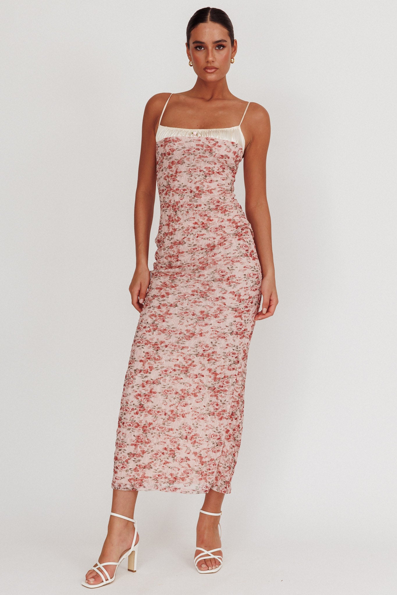 I'm Blushing Floral Lace Maxi Dress Rose by Selfie Leslie Australia
