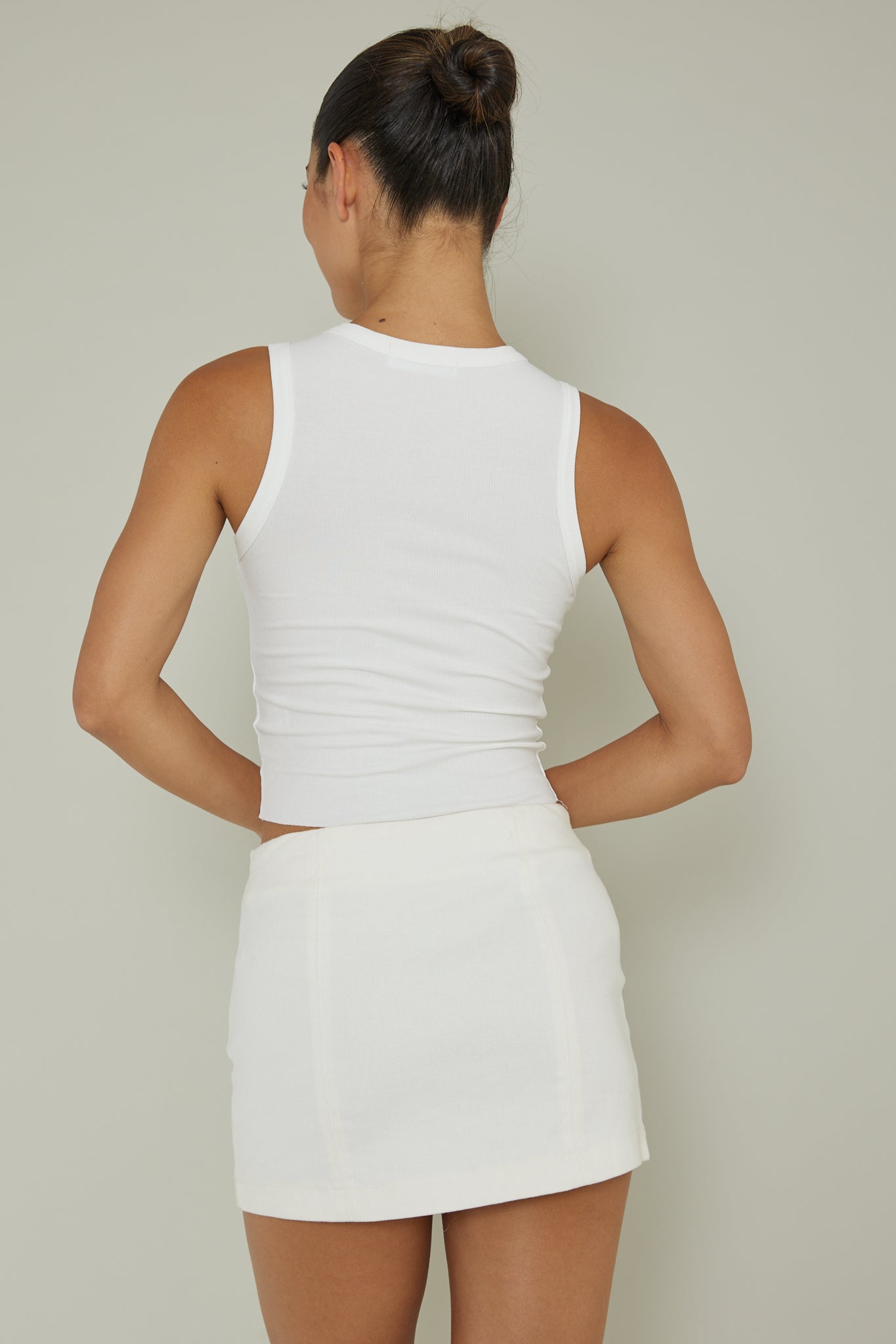 Mayra Crew Neck Crop Top White by Selfie Leslie Australia