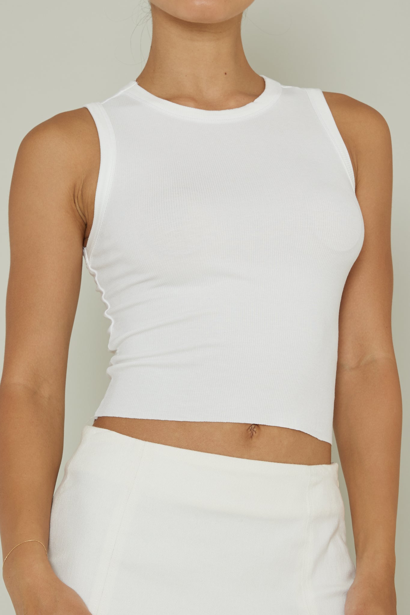 Mayra Crew Neck Crop Top White by Selfie Leslie Australia