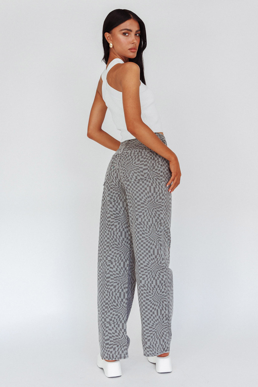 Renegade Printed Denim Pants Charcoal by Selfie Leslie Australia