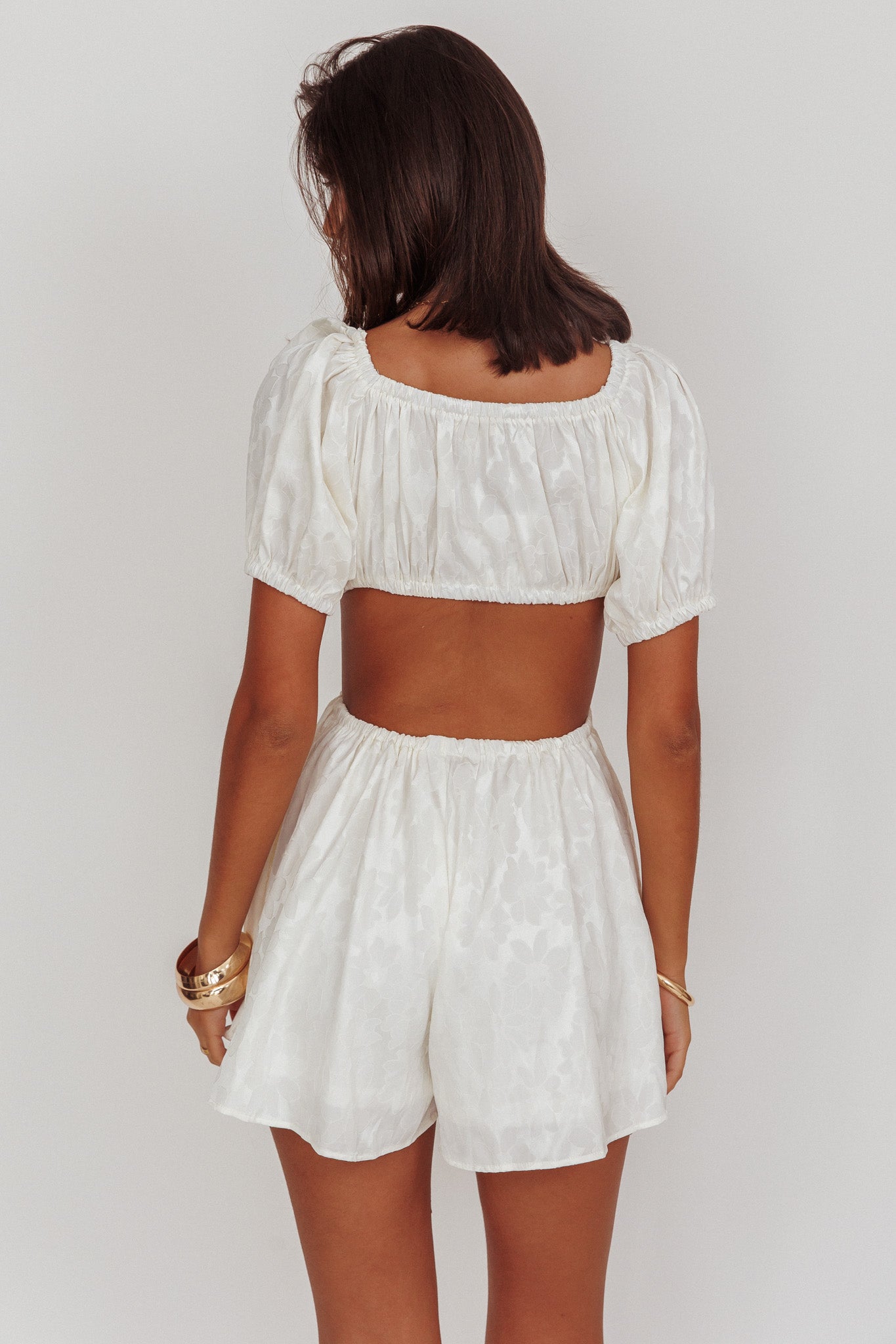 See The Light Puff Sleeves Romper Ivory by Selfie Leslie Australia