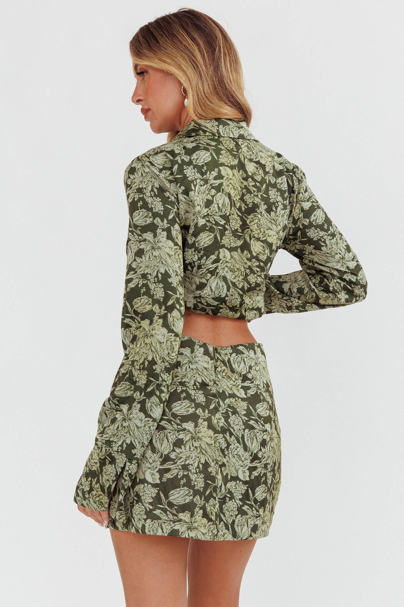 Palmas Split Mini Skirt Floral Olive by Selfie Leslie Australia