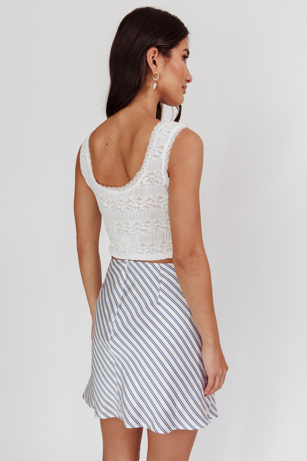 Miss Independent A-Line Mini Skirt Stripe Blue/Ivory by Selfie Leslie Australia