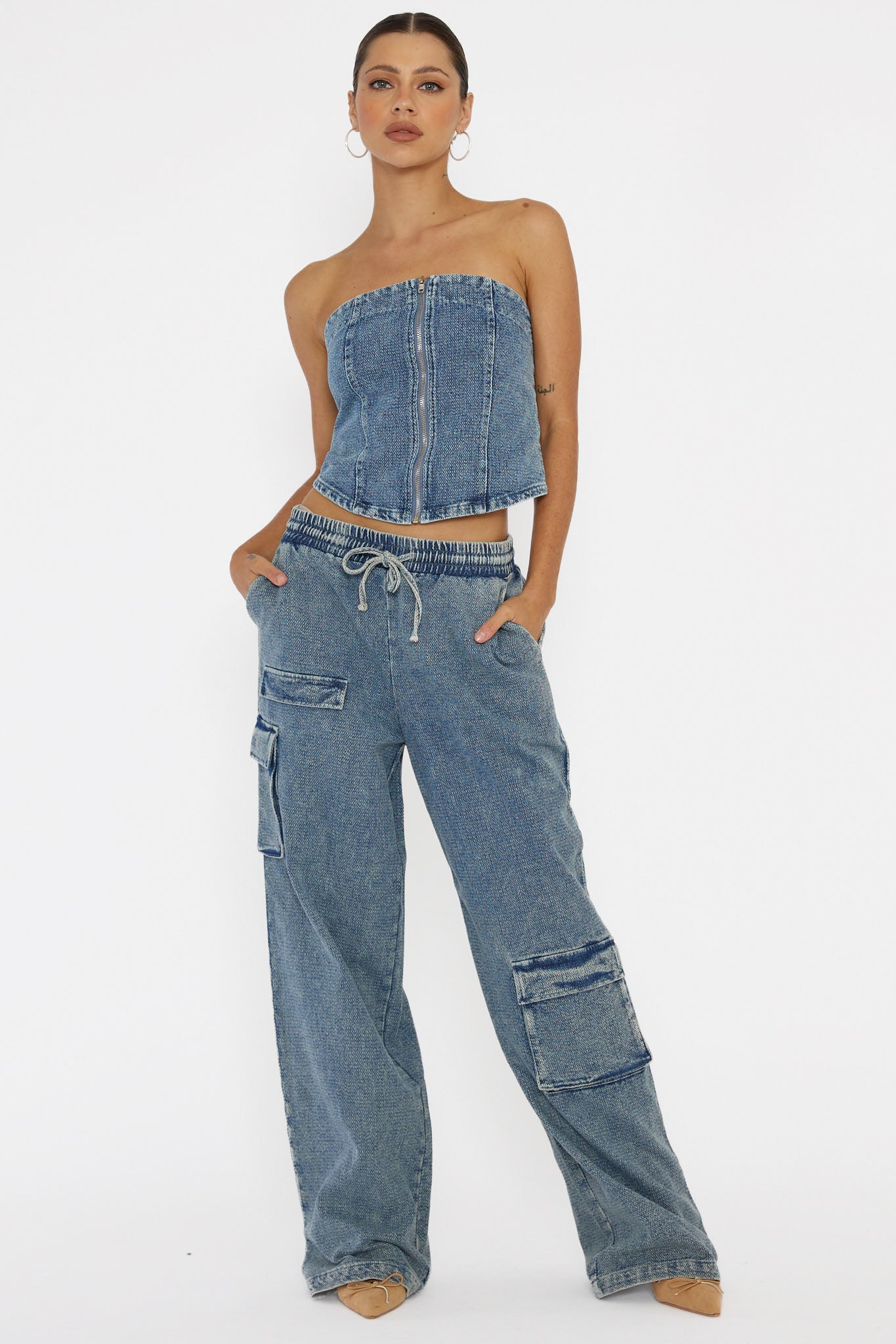 Out Of Touch Cargo Pants Indigo by Selfie Leslie Australia