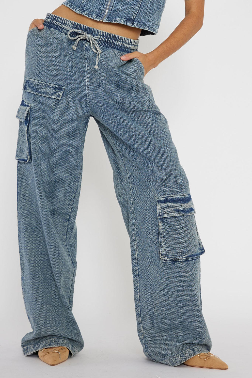 Out Of Touch Cargo Pants Indigo by Selfie Leslie Australia