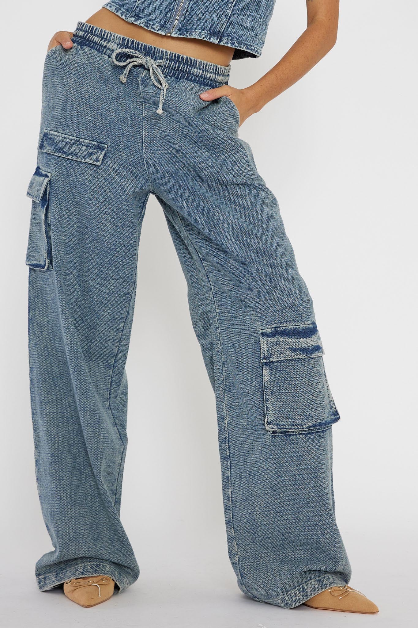 Out Of Touch Cargo Pants Indigo by Selfie Leslie Australia