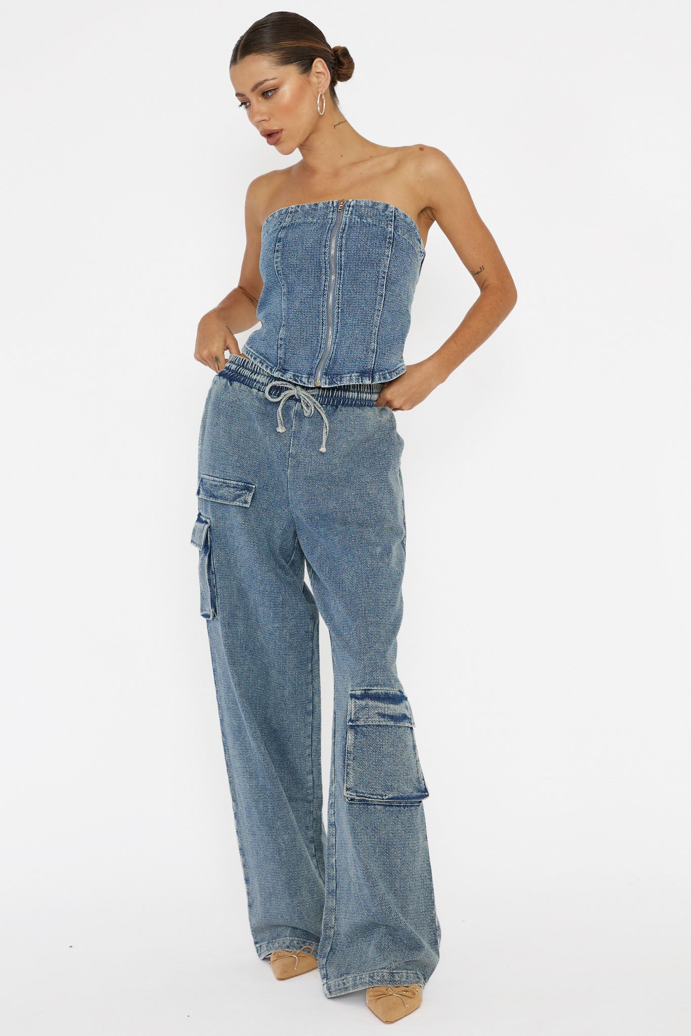 Out Of Touch Cargo Pants Indigo by Selfie Leslie Australia
