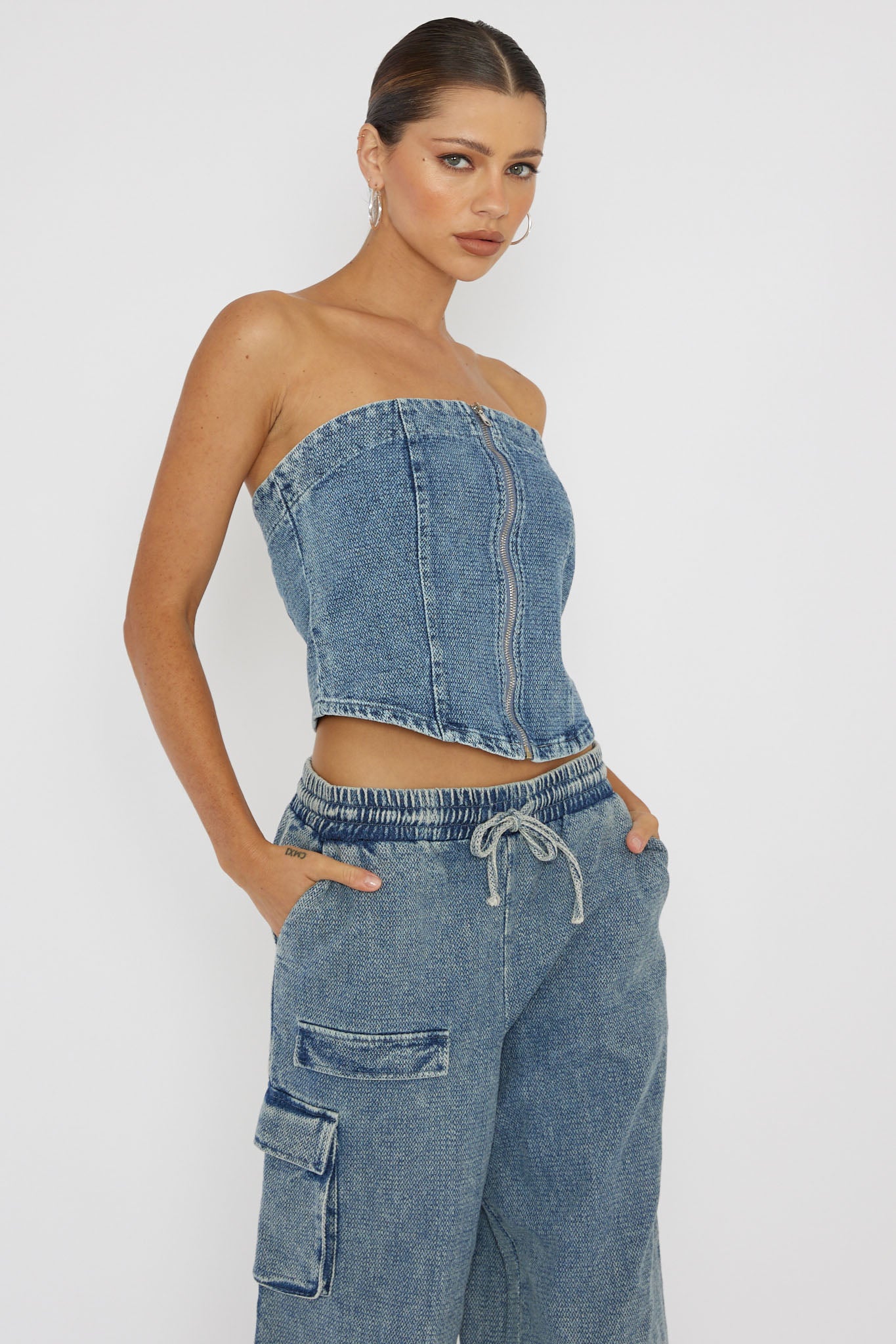 Out Of Touch Strapless Top Indigo by Selfie Leslie Australia
