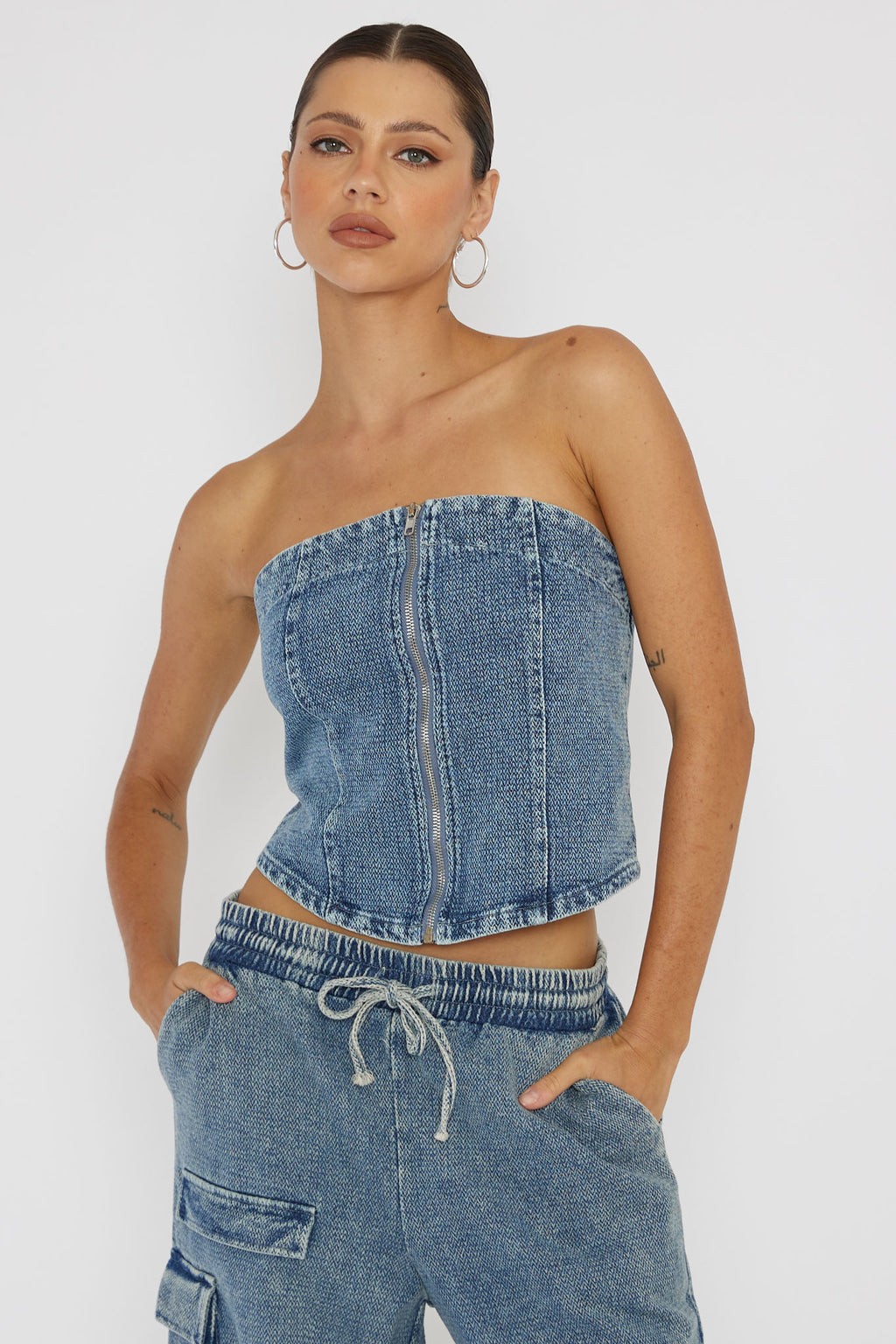 Out Of Touch Strapless Top Indigo by Selfie Leslie Australia
