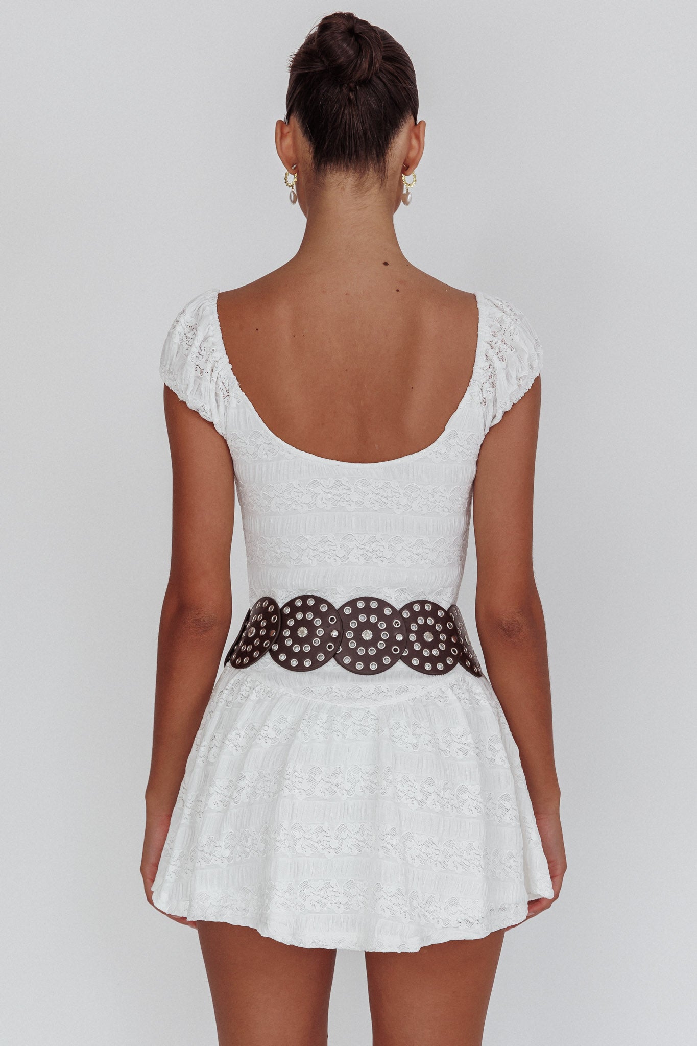 Mirela Cap Sleeve Lace Mini Dress White by Selfie Leslie Australia