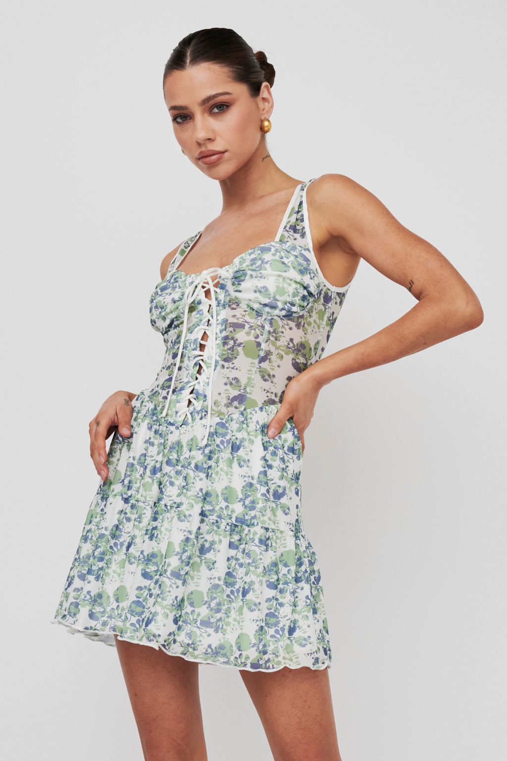 Sweet Nostalgia Laced Bodice Mini Dress Off-White by Selfie Leslie Australia