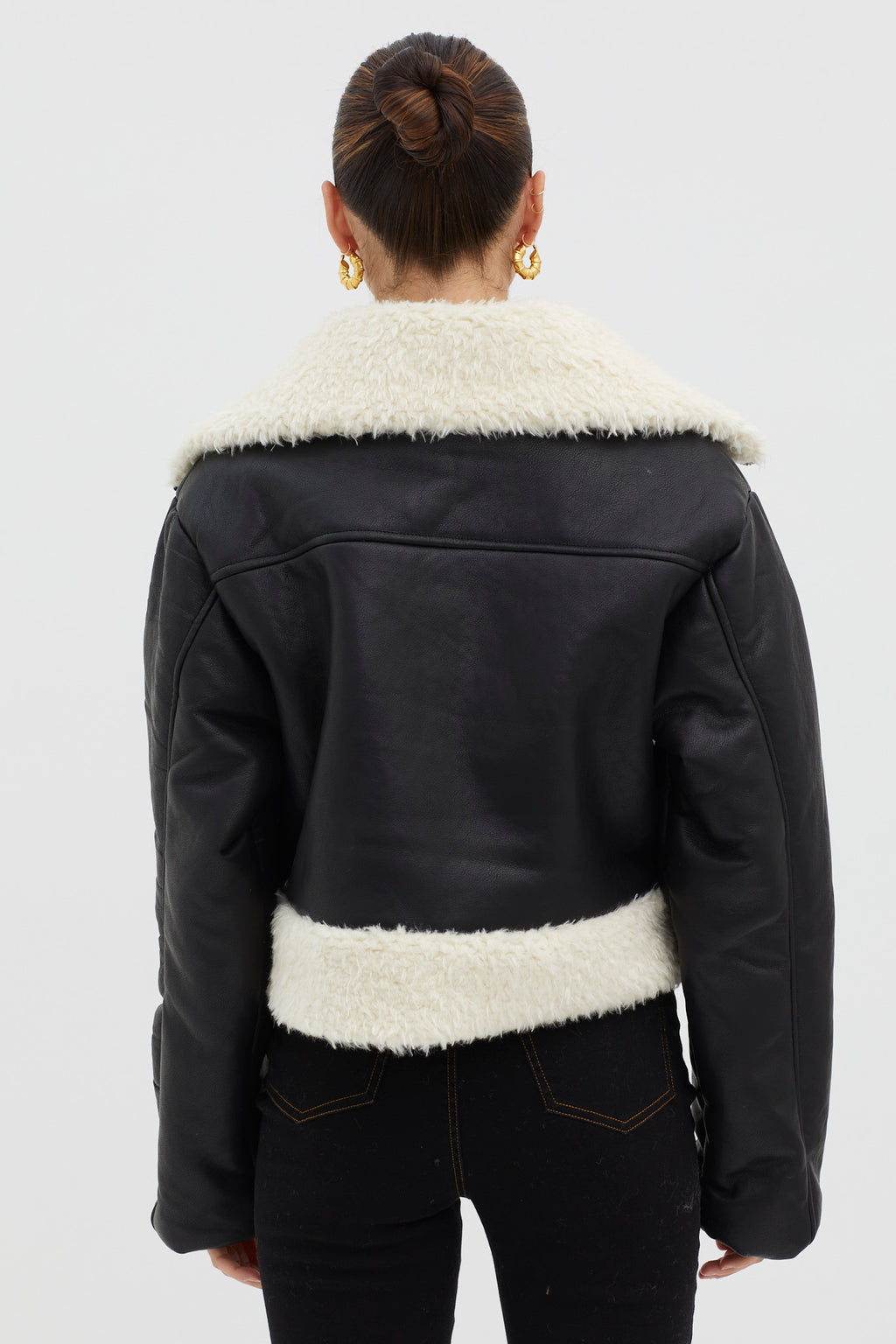 Camden Sherpa Trim Zip Jacket Black by Selfie Leslie Australia