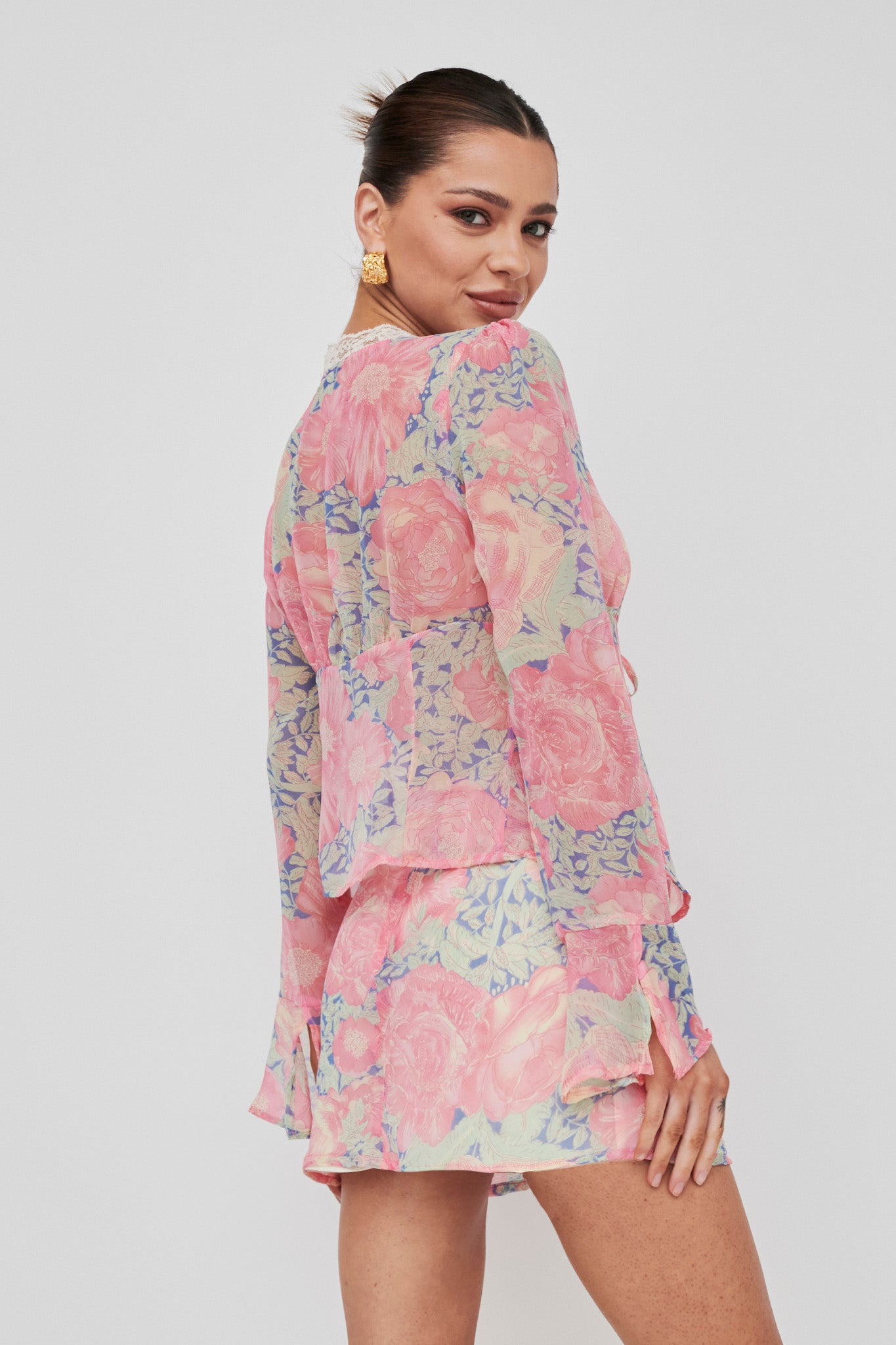 Sincerity Mini Skirt Floral Print Blue by Selfie Leslie Australia