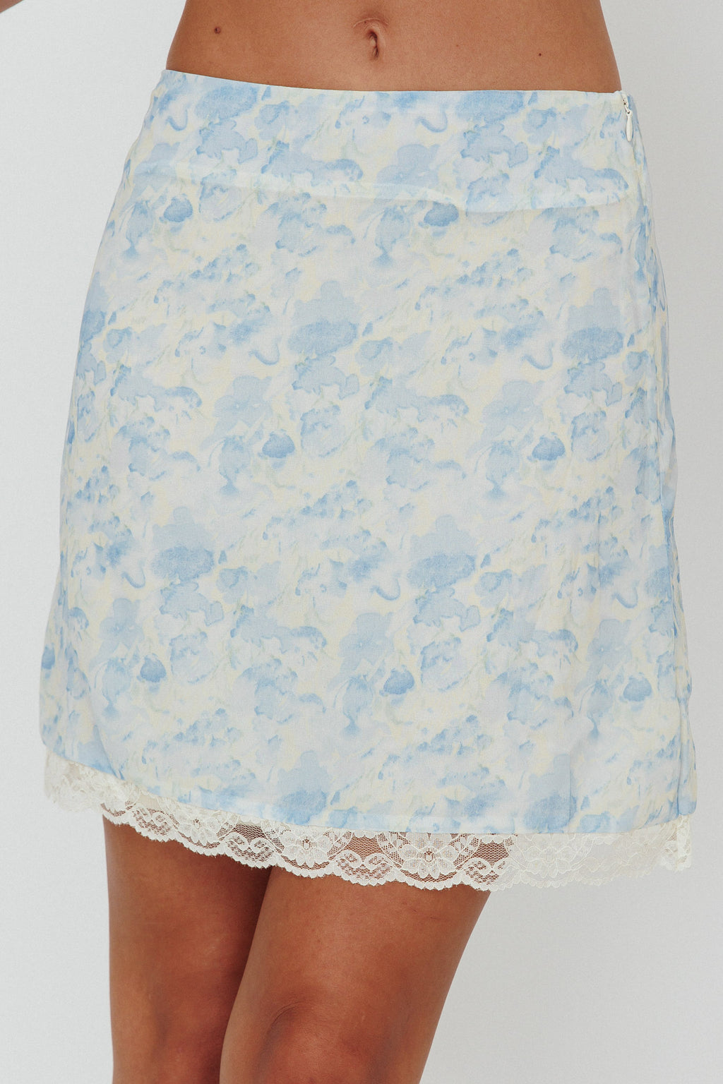 Palmer Lace Trim Mini Skirt Blue by Selfie Leslie Australia