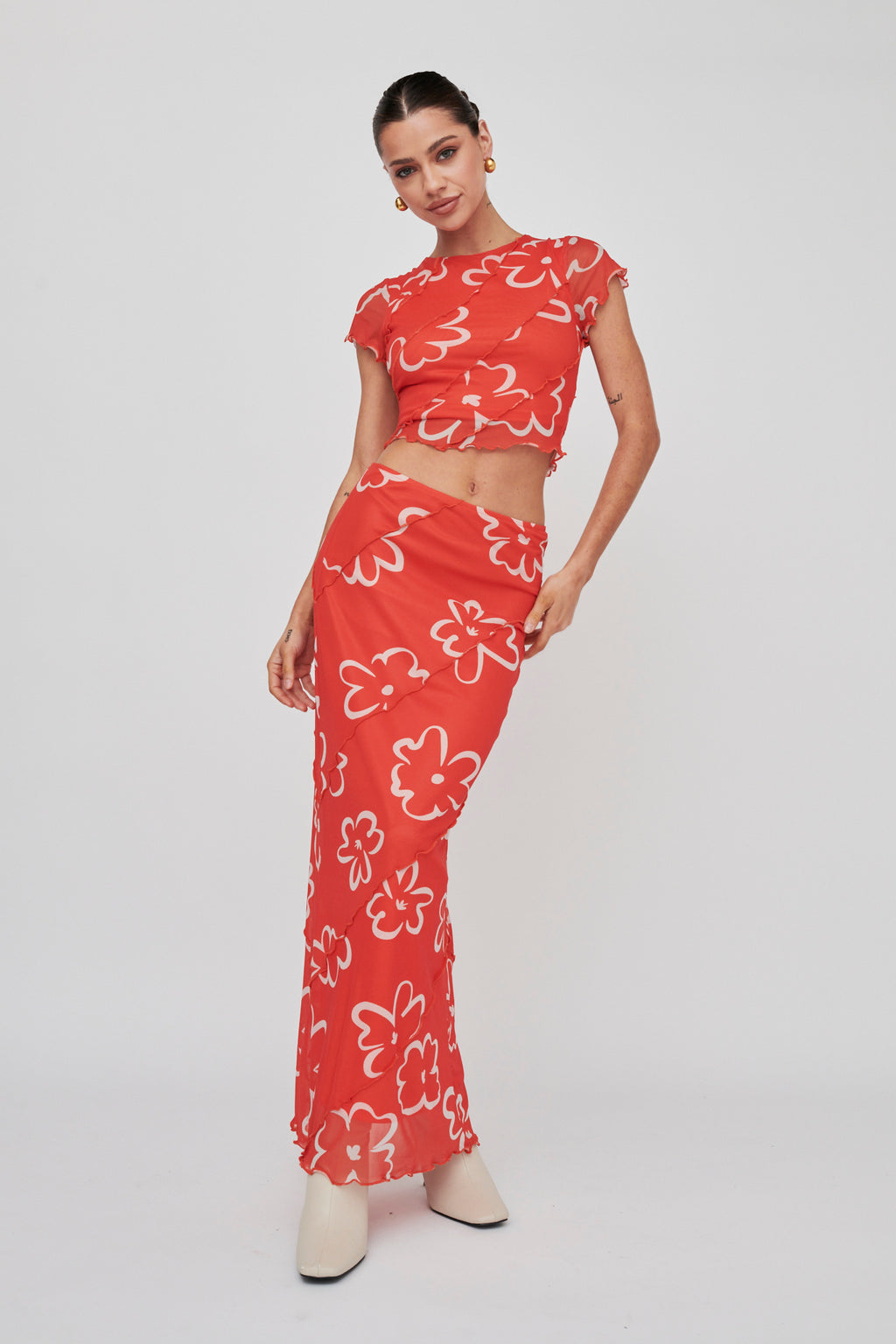 Gold Rush Maxi Skirt Print Orange by Selfie Leslie Australia