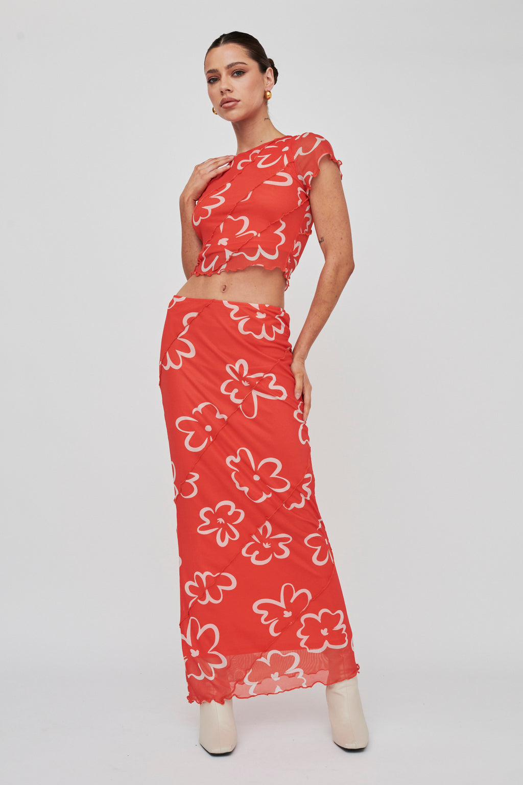 Gold Rush Maxi Skirt Print Orange by Selfie Leslie Australia