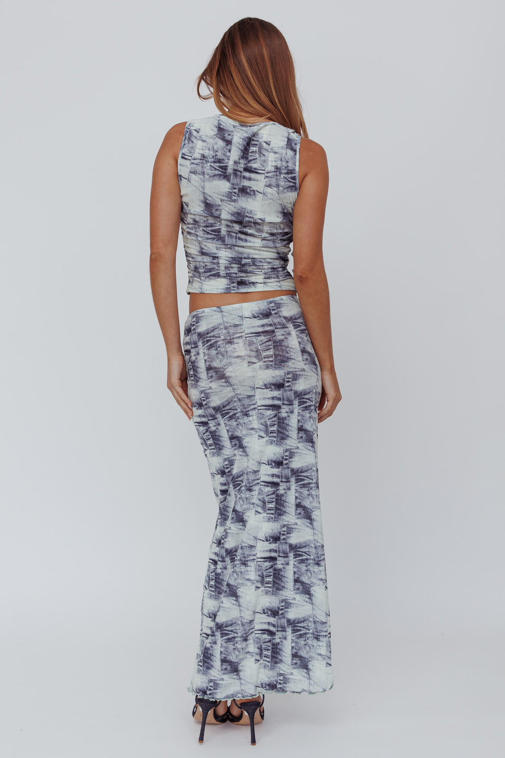 Conspire Print Maxi Skirt Blue Denim by Selfie Leslie Australia