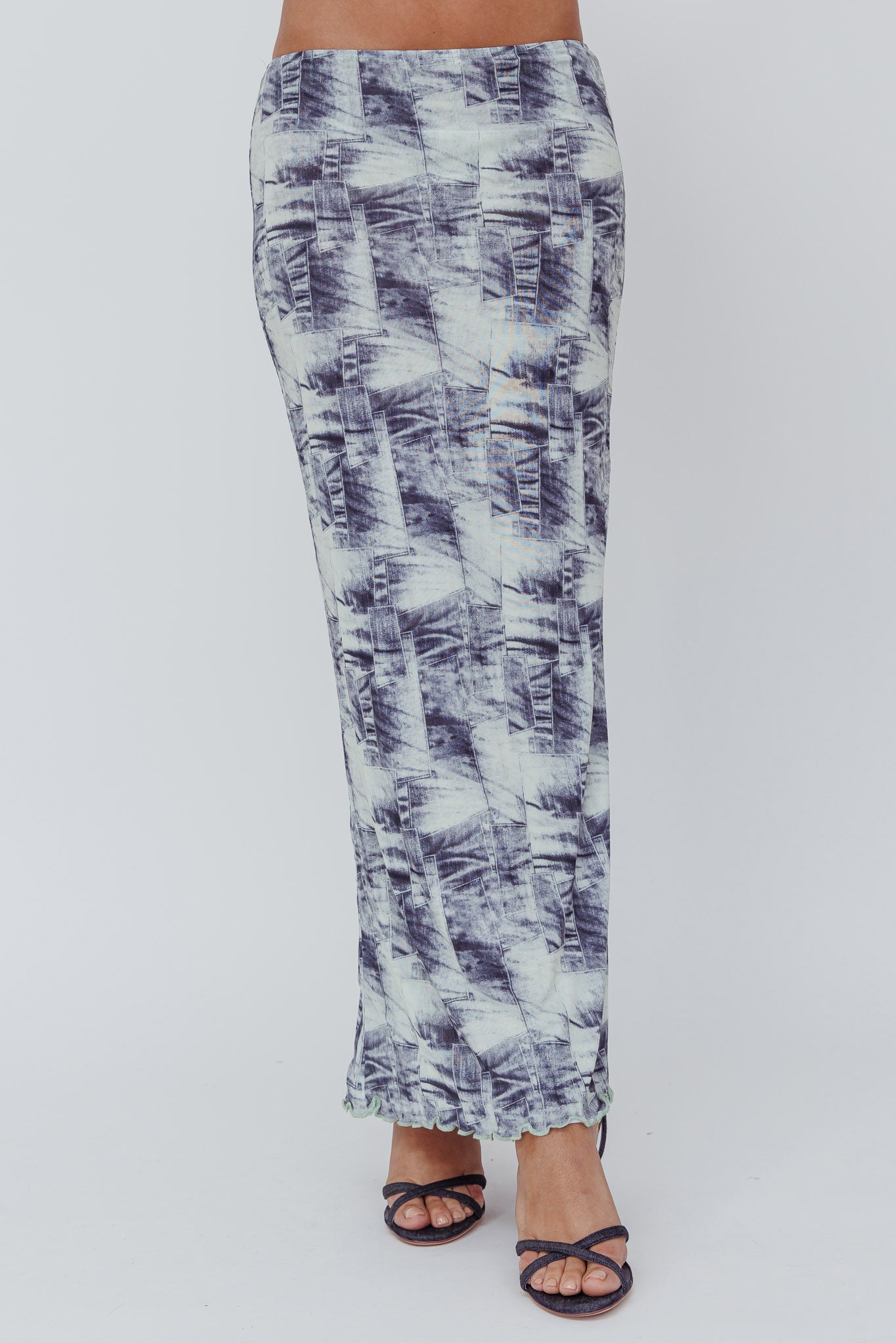Conspire Print Maxi Skirt Blue Denim by Selfie Leslie Australia