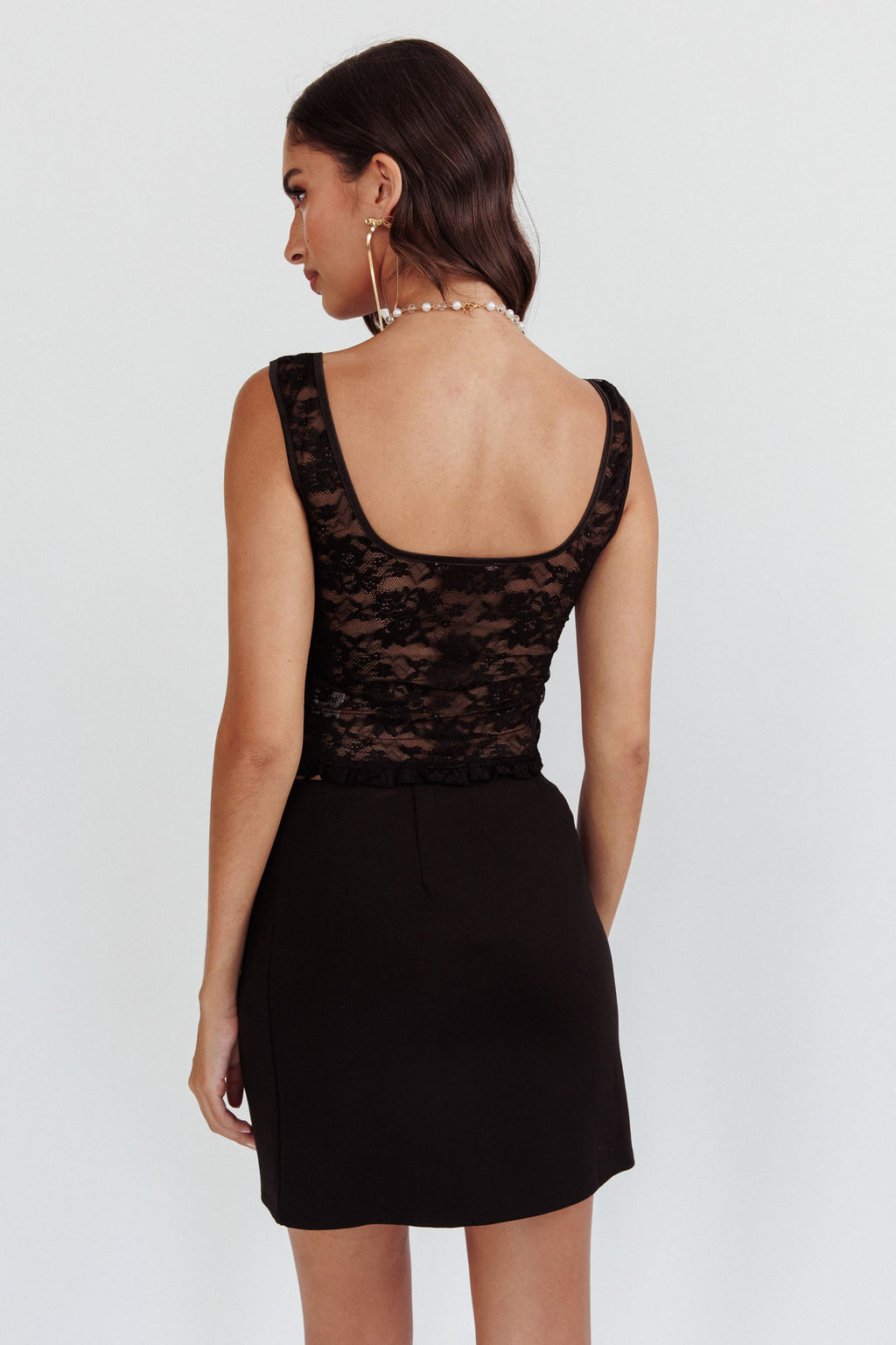 Sheera Lace-Up Corset Top Lace Black by Selfie Leslie Australia