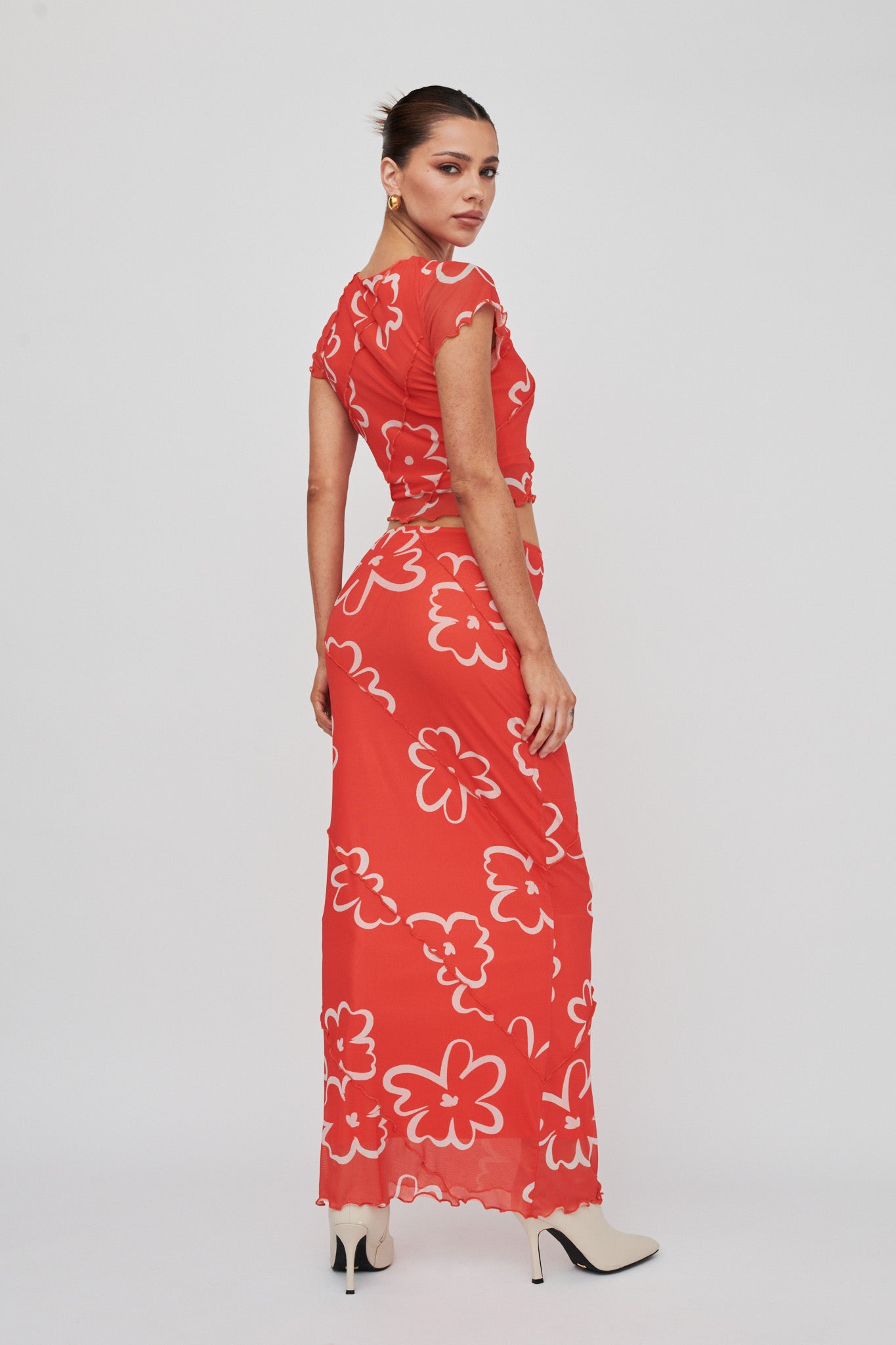 Gold Rush Crop Top Print Orange by Selfie Leslie Australia