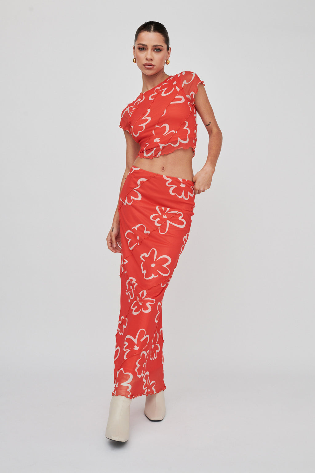 Gold Rush Crop Top Print Orange by Selfie Leslie Australia