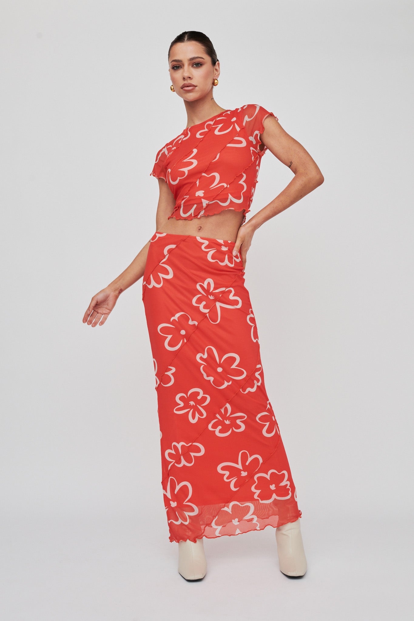 Gold Rush Crop Top Print Orange by Selfie Leslie Australia