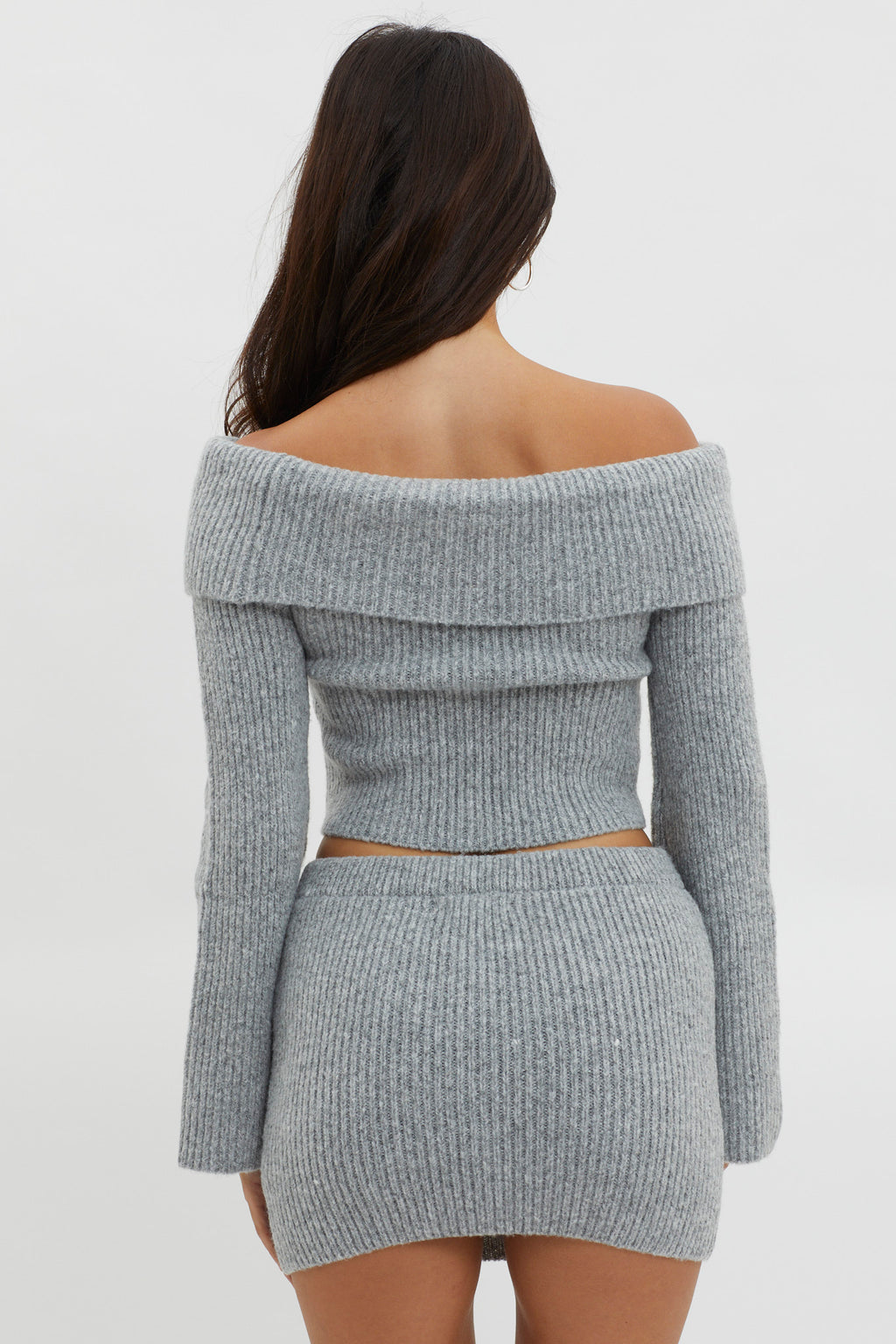 Early Snow Off-Shoulder Knit Top Grey by Selfie Leslie Australia