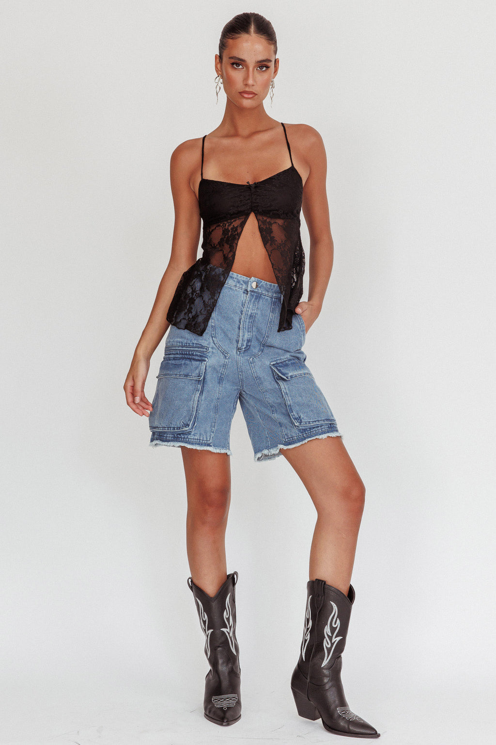 If You Insist Lace Camisole Top Black by Selfie Leslie Australia