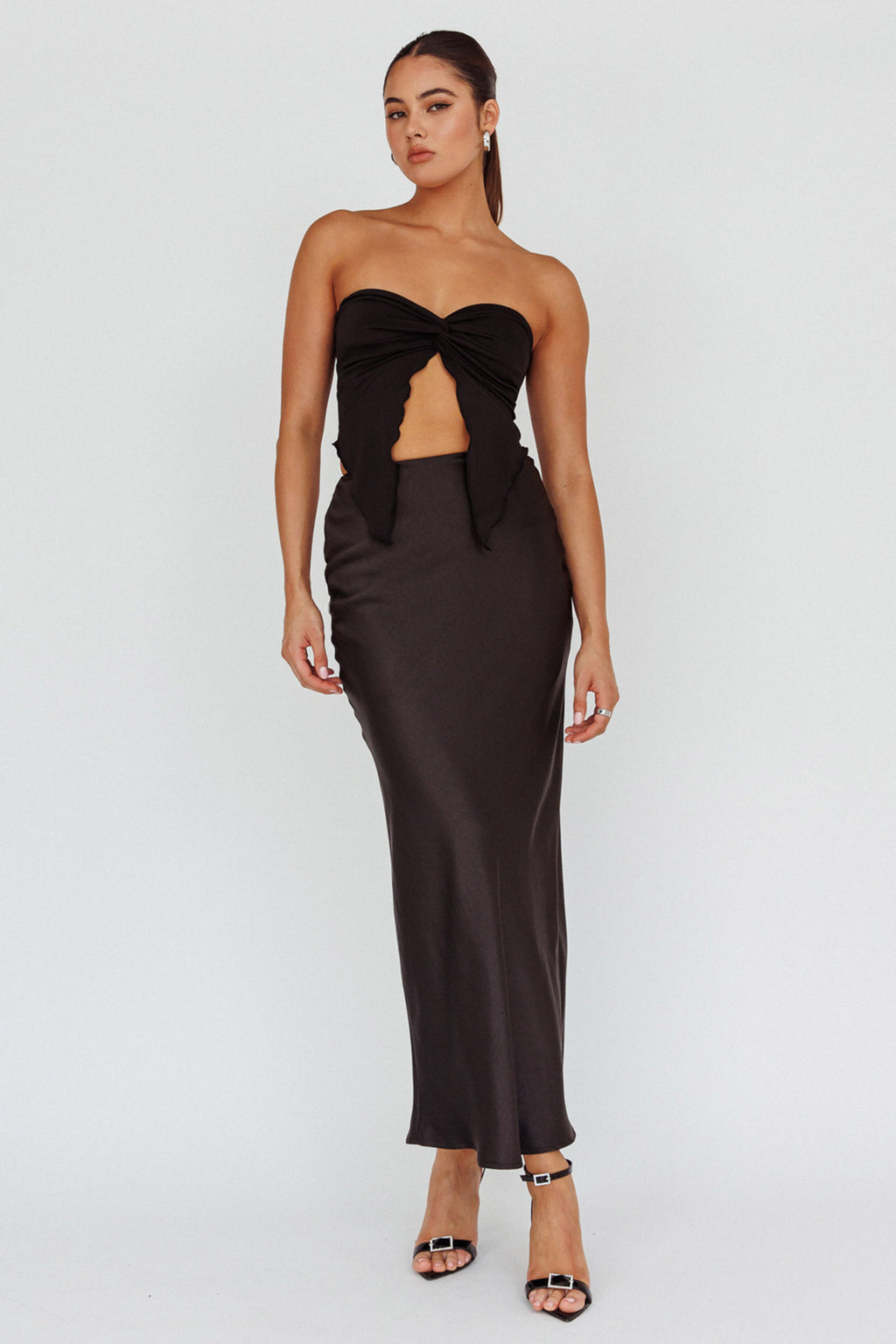 Lulu Strapless Crop Top Black by Selfie Leslie Australia