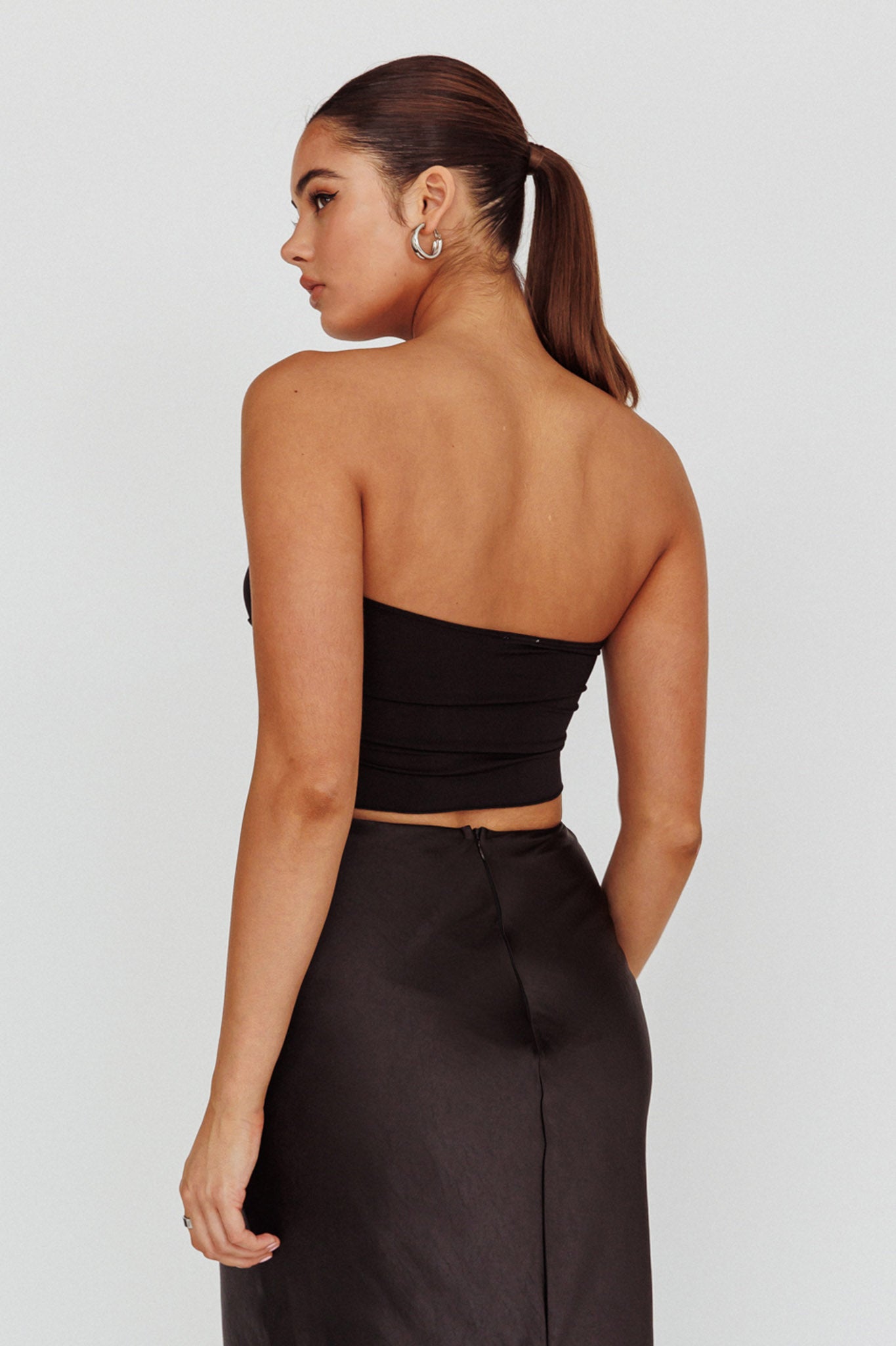 Lulu Strapless Crop Top Black by Selfie Leslie Australia