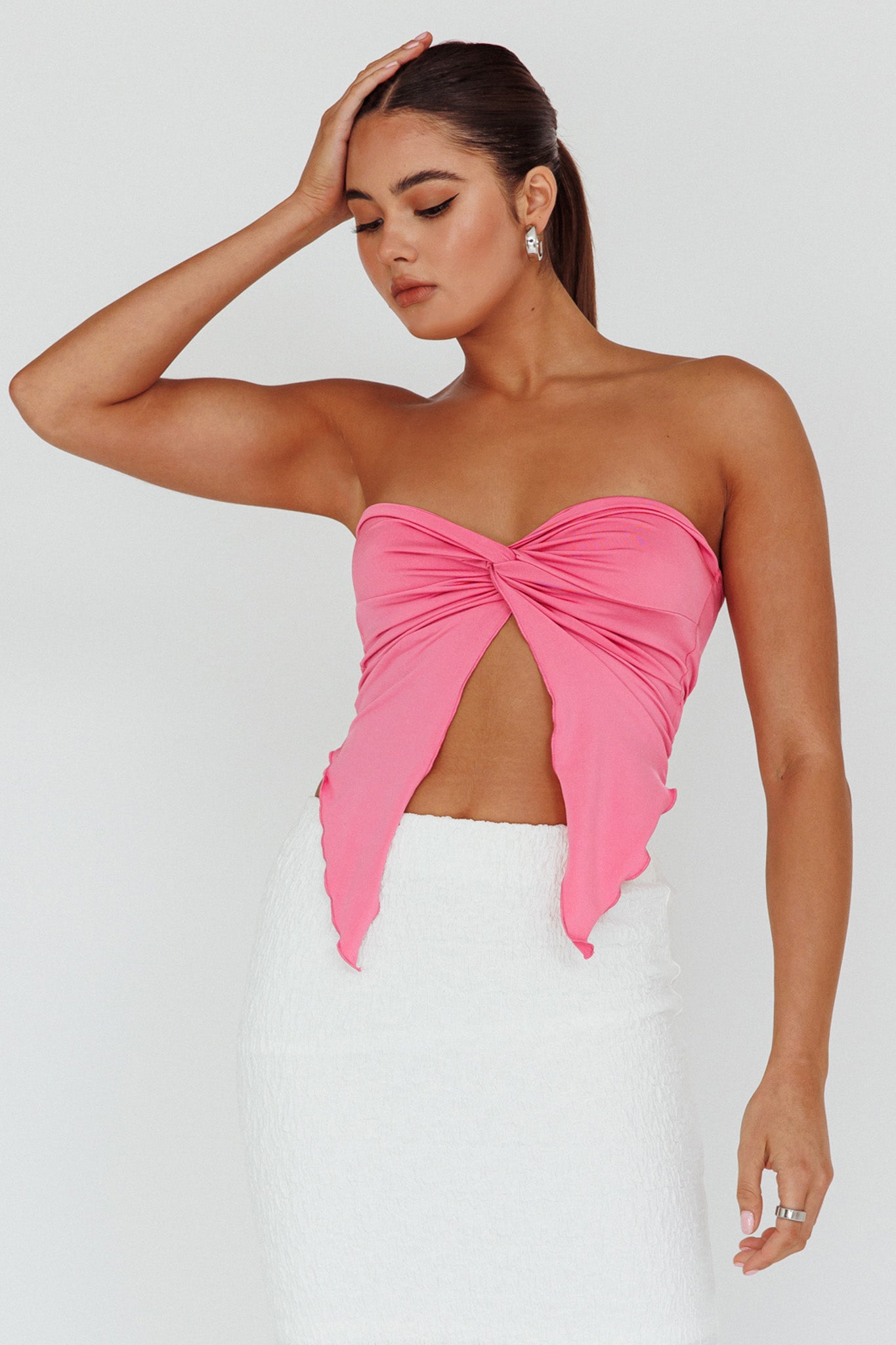 Lulu Strapless Crop Top Candy Pink by Selfie Leslie Australia