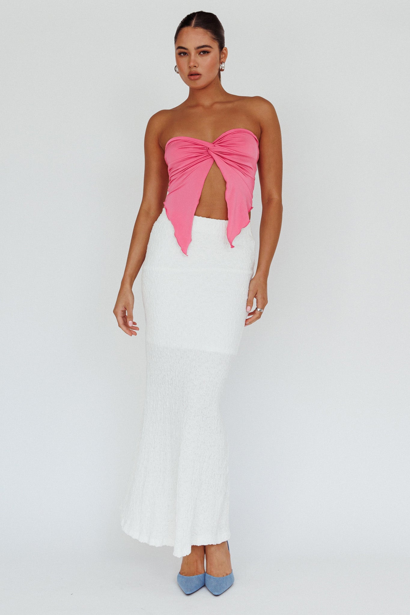 Lulu Strapless Crop Top Candy Pink by Selfie Leslie Australia
