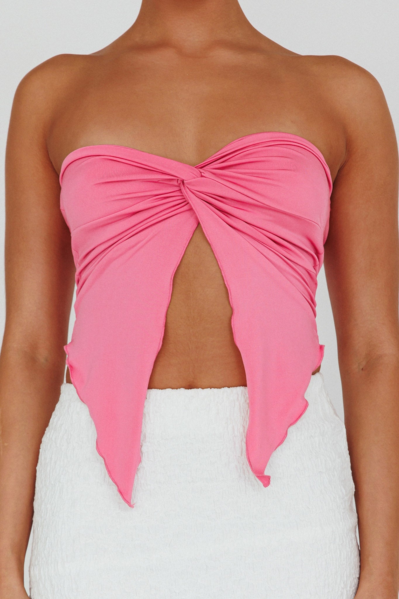 Lulu Strapless Crop Top Candy Pink by Selfie Leslie Australia
