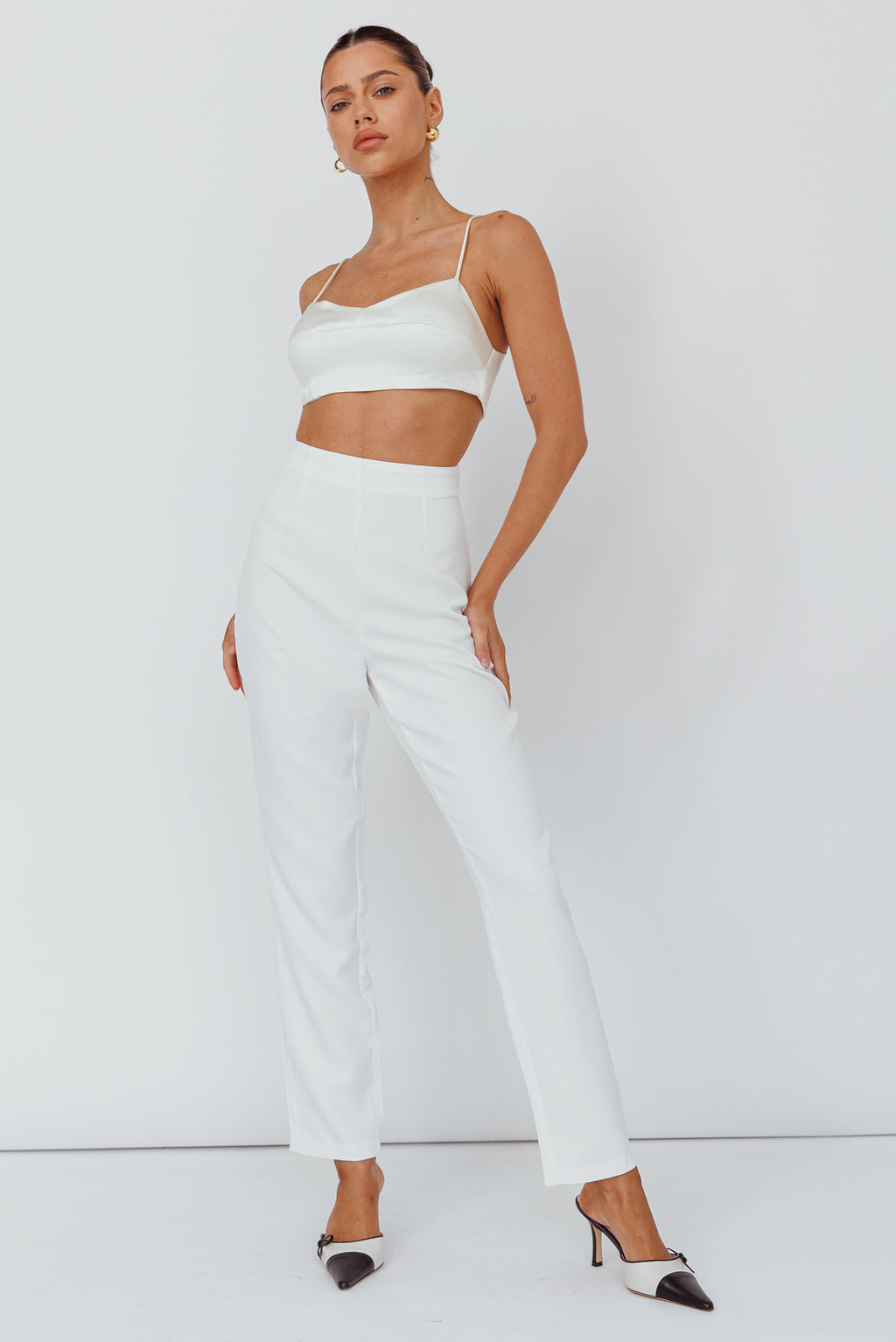Moonlight Tango High Waist Pants White by Selfie Leslie Australia