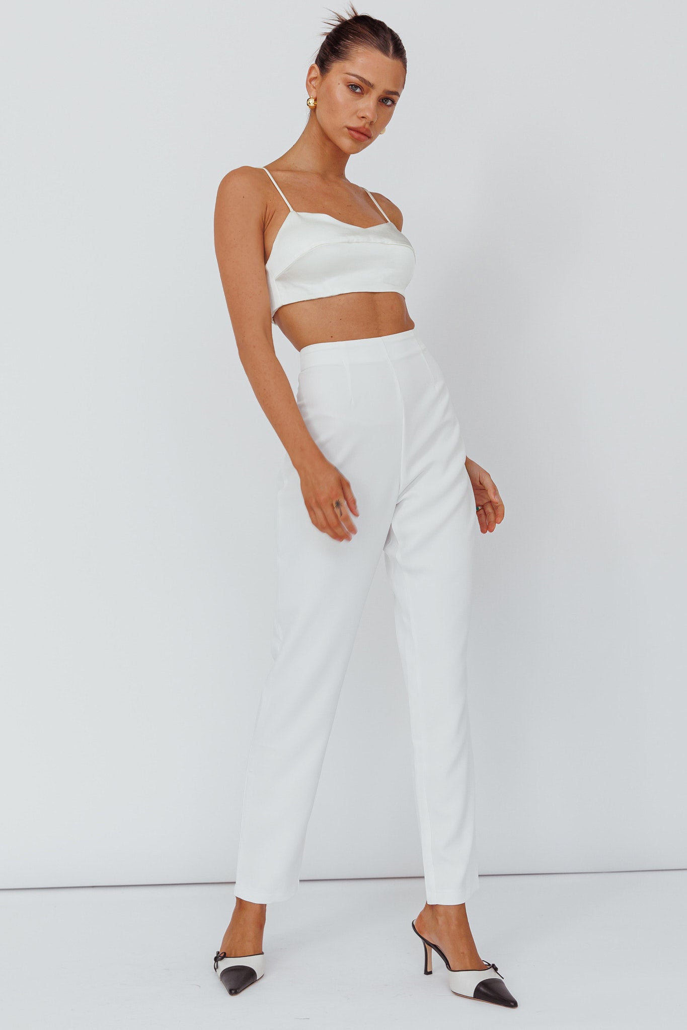 Moonlight Tango High Waist Pants White by Selfie Leslie Australia