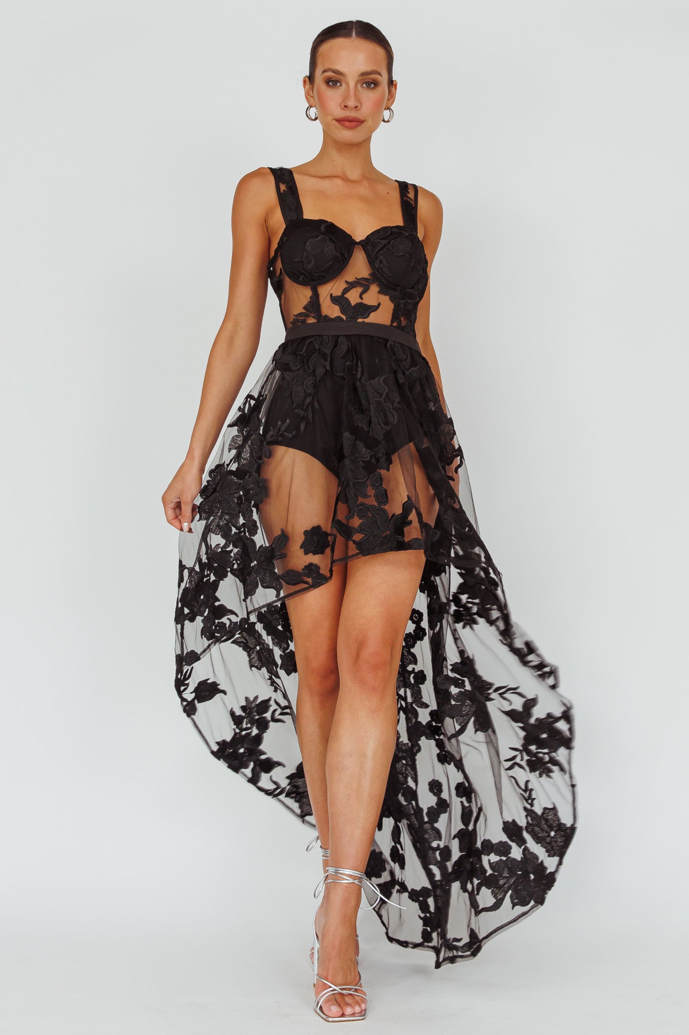 Moonlight Tango High-Low Mesh Top Black by Selfie Leslie Australia