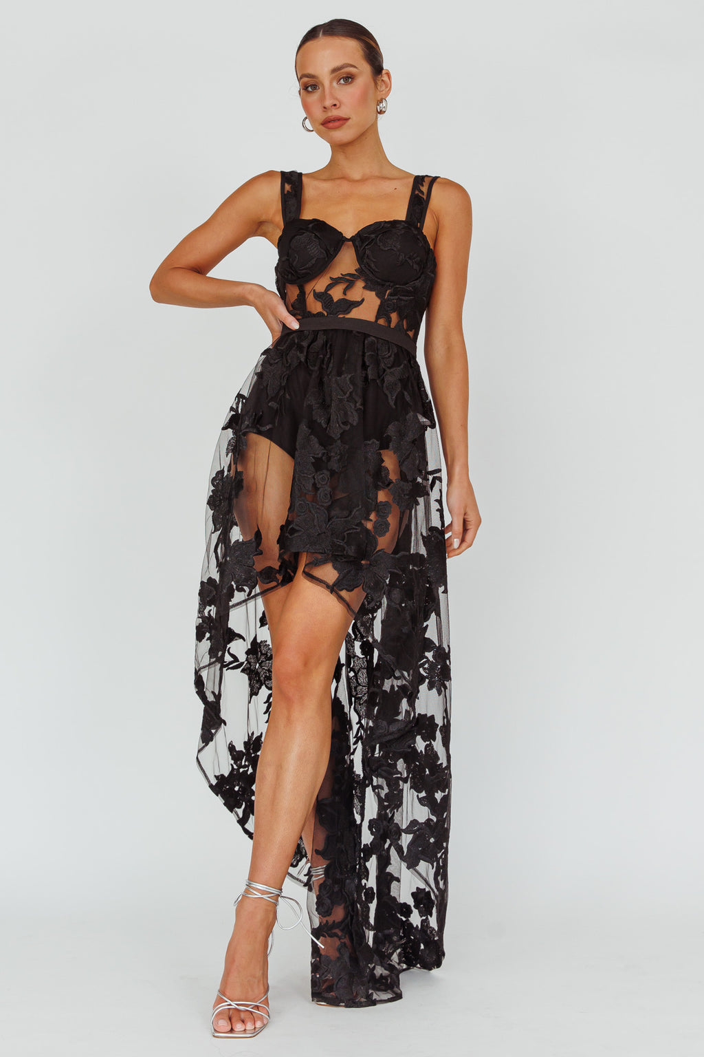 Moonlight Tango High-Low Mesh Top Black by Selfie Leslie Australia