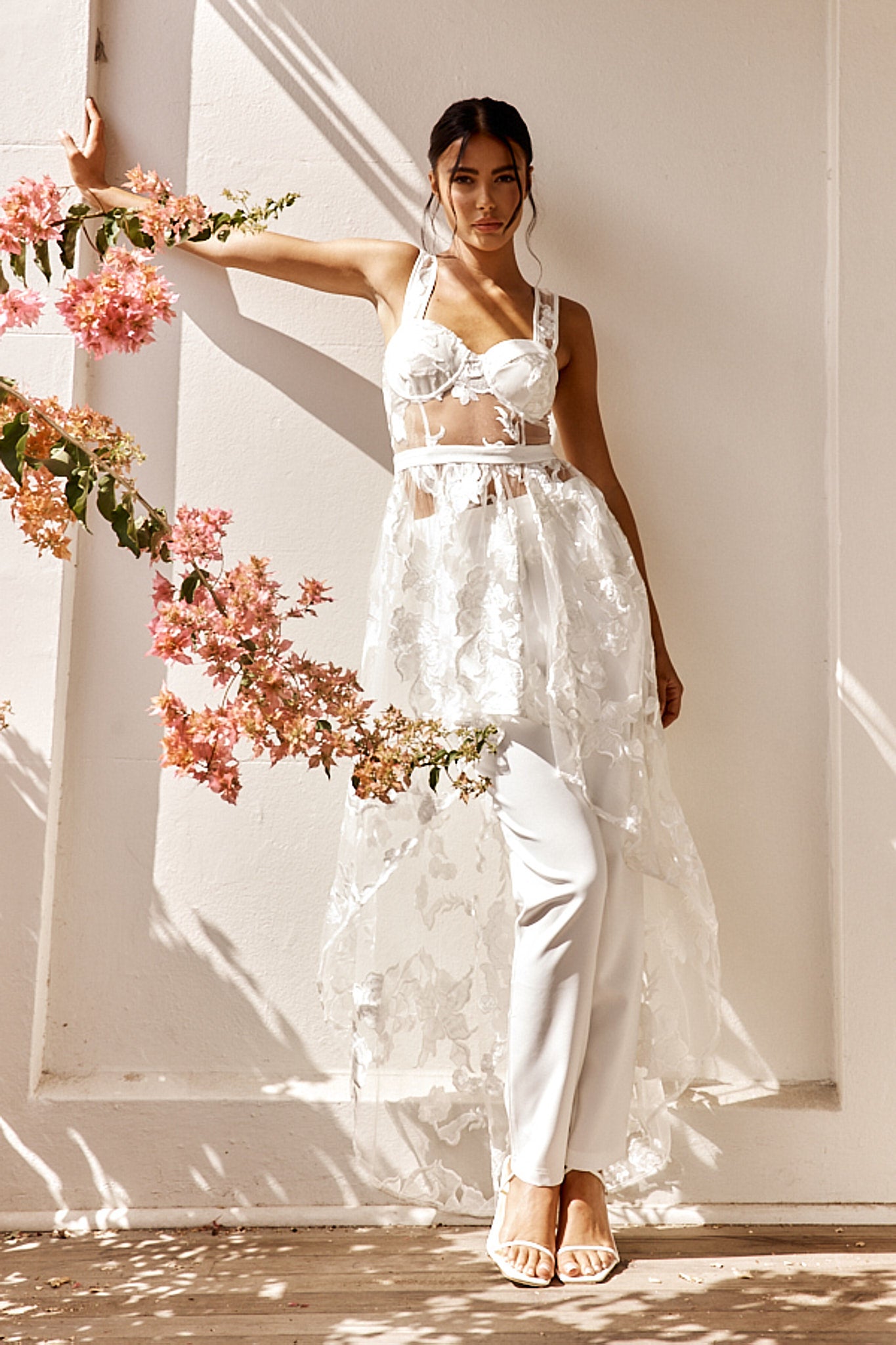 Moonlight Tango High-Low Mesh Top White by Selfie Leslie Australia
